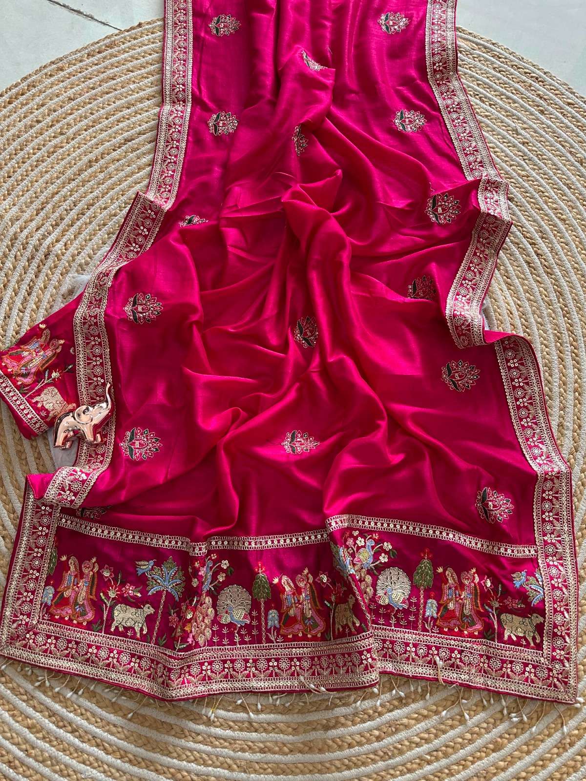 Designer and Launching Daksha super pure Vichitra Silk fancy fabric saree wholesale in surat 