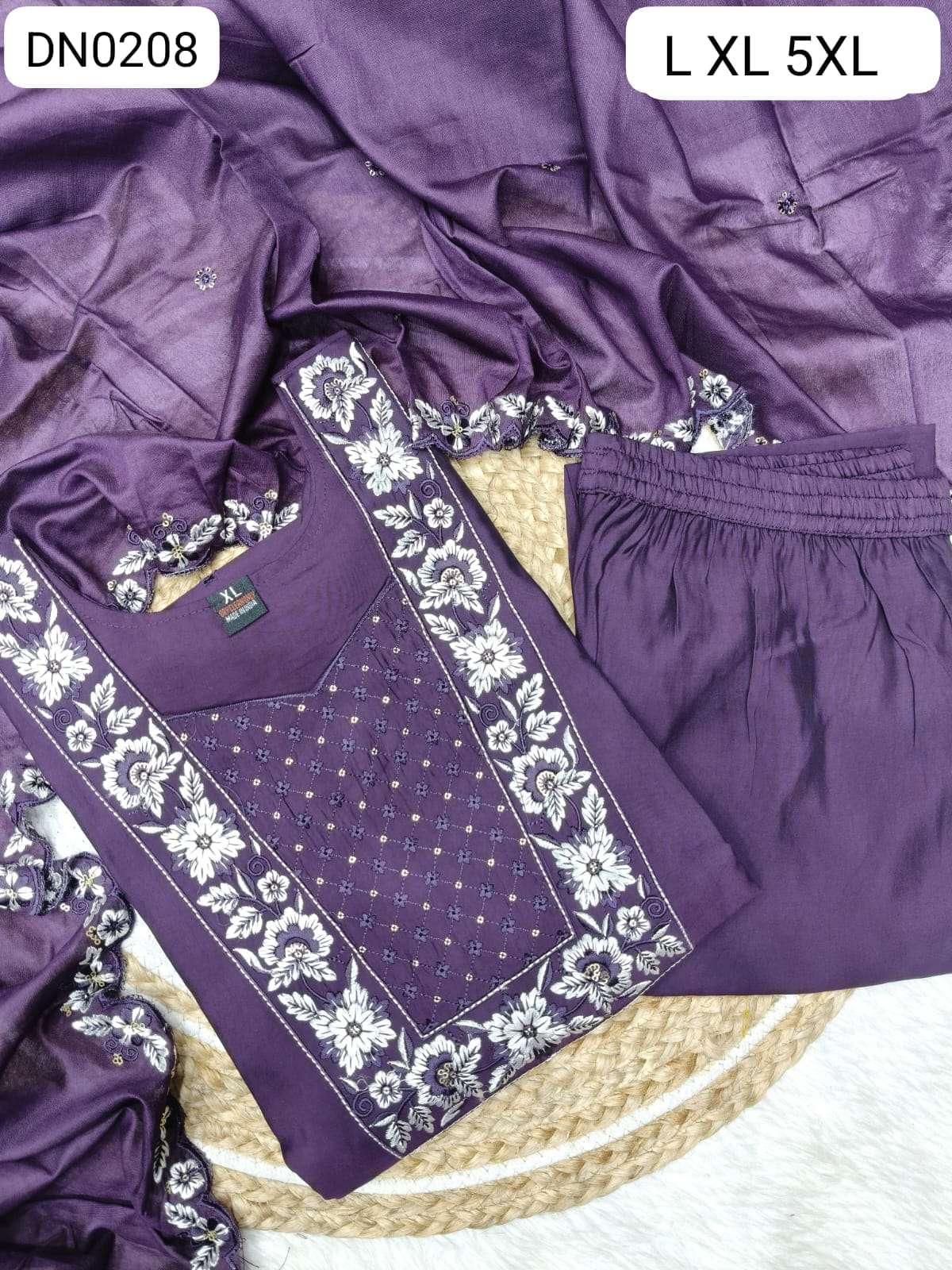 DN0208 ETHNIC SHOP SILK DESIGNER 3 PIECE SUIT TREND DESI OUTFIT OFFICE BUY