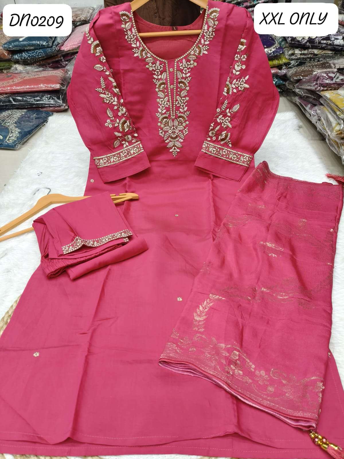DN0209 BOUTIQUE SILK SEQUENCE WORK KURTI PANT WITH DUPATTA E...