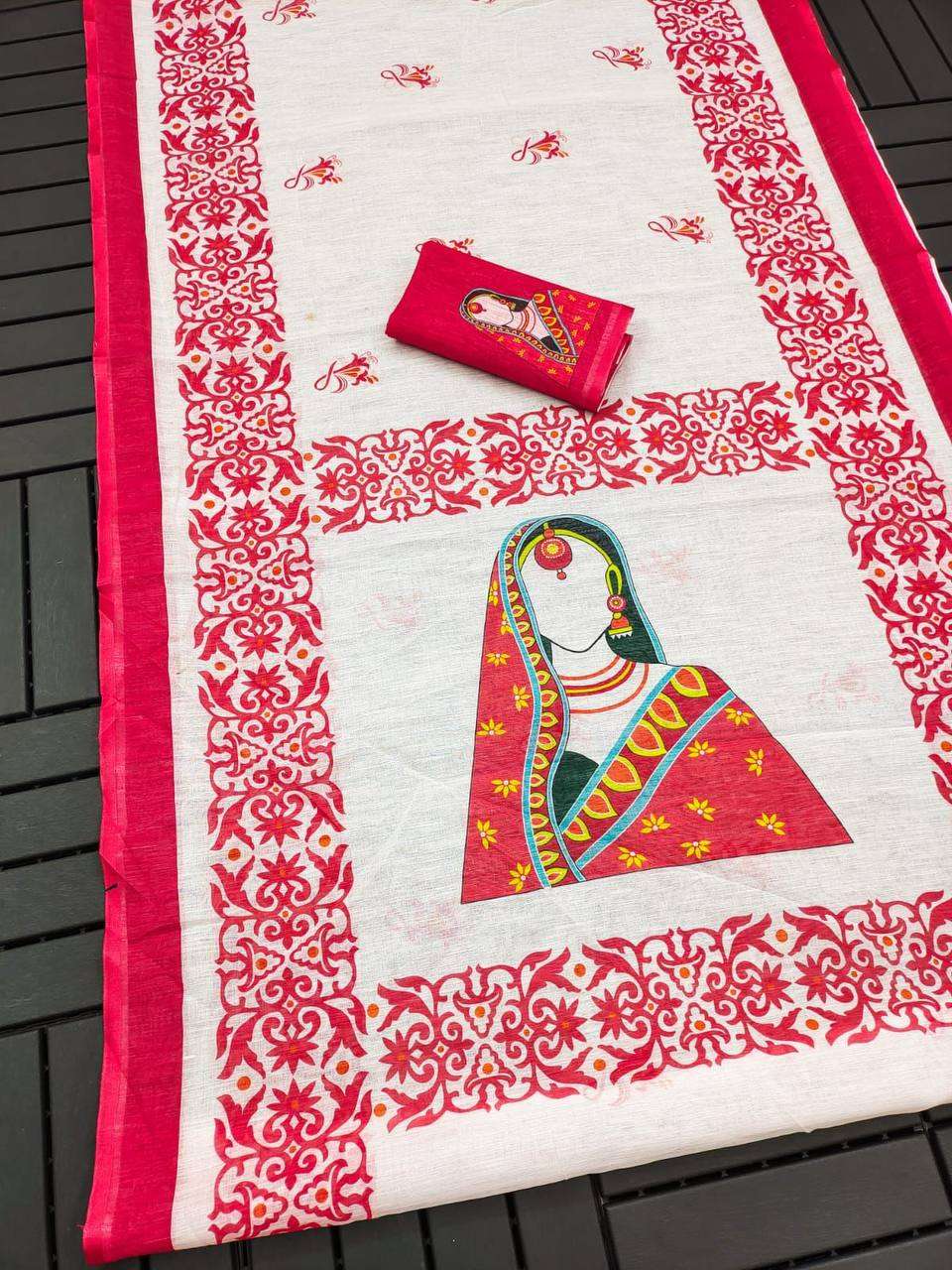 Dunga Puja Special New Designer Plain Linen fancy fabric saree wholesale in surat MG167