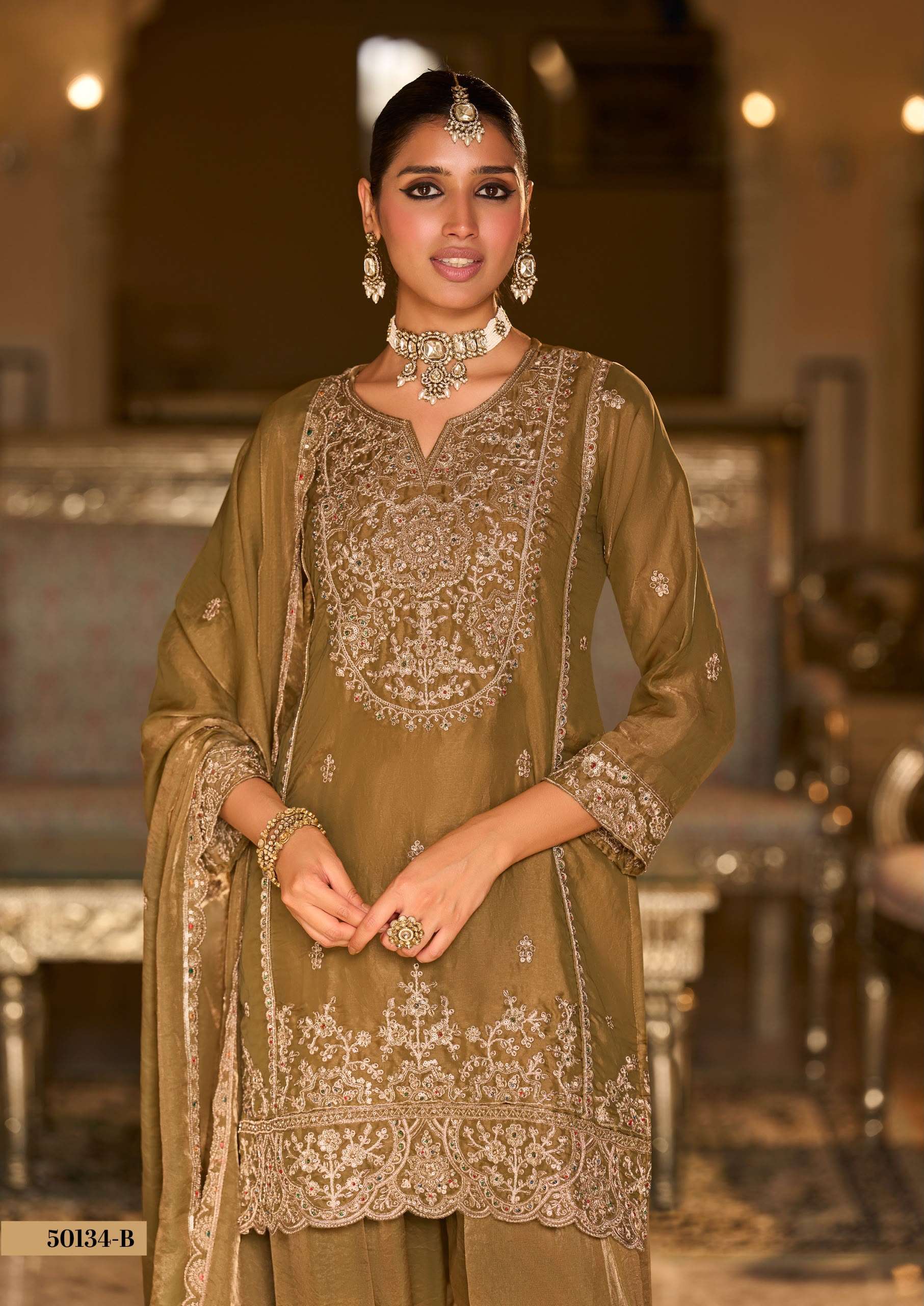 EBA 50187 CORD SILK WITH BEATS WORK SALWAR SUIT DESIGNER FUNCTION TYPE RESELLER 