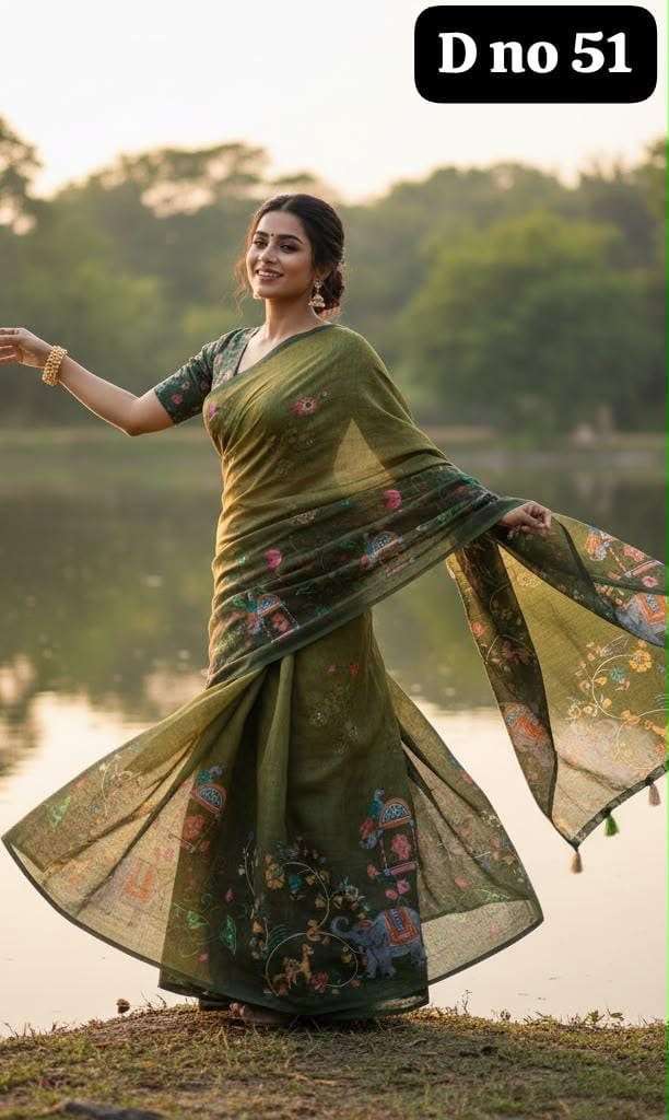 Exclusive and Beautiful linen fabric with mirror work collection saree wholesale in surat rakhi 