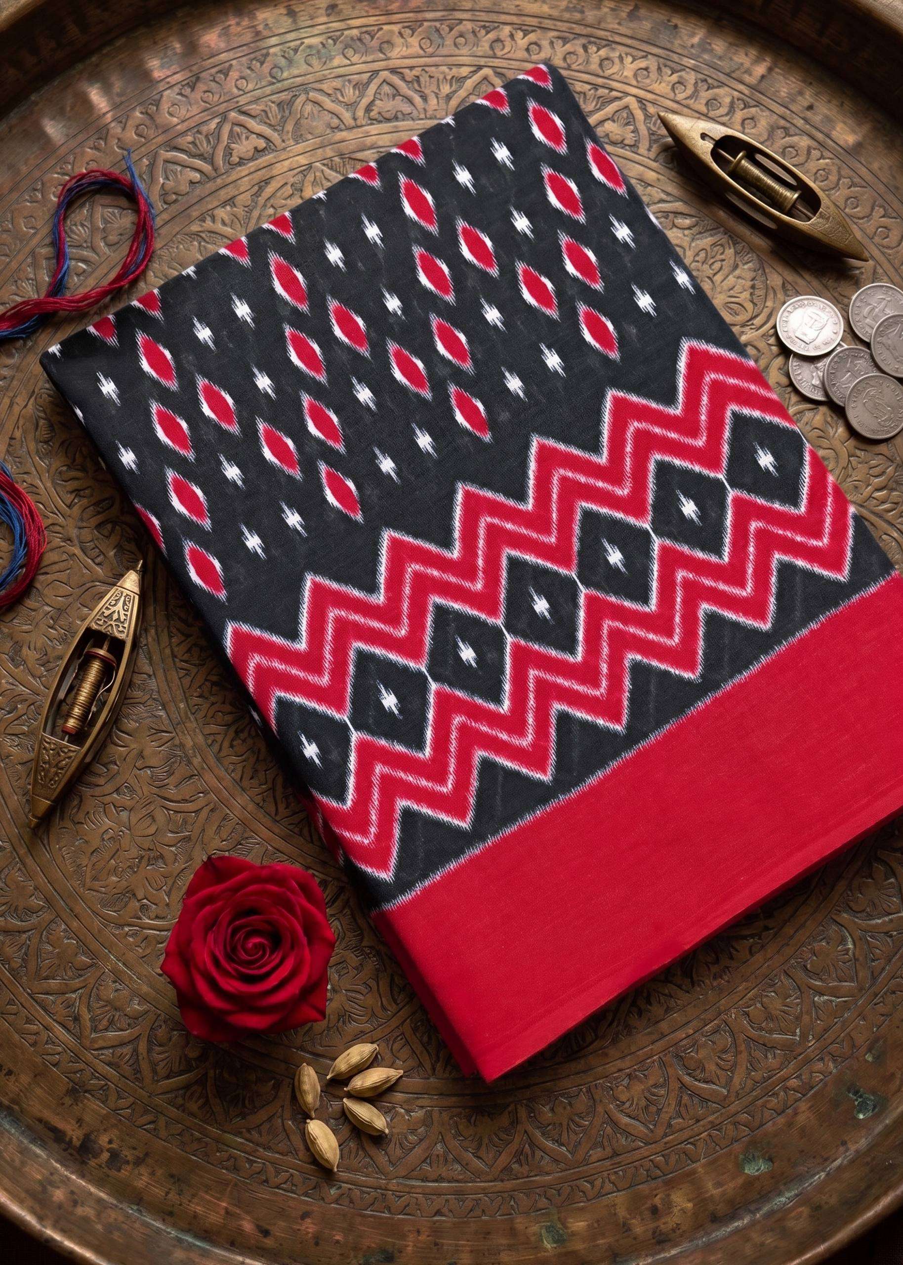 exquisite new hand loomed Premium Cotton Mulmul Blend Fabric with Ikat print on saree collection wholesale in surat