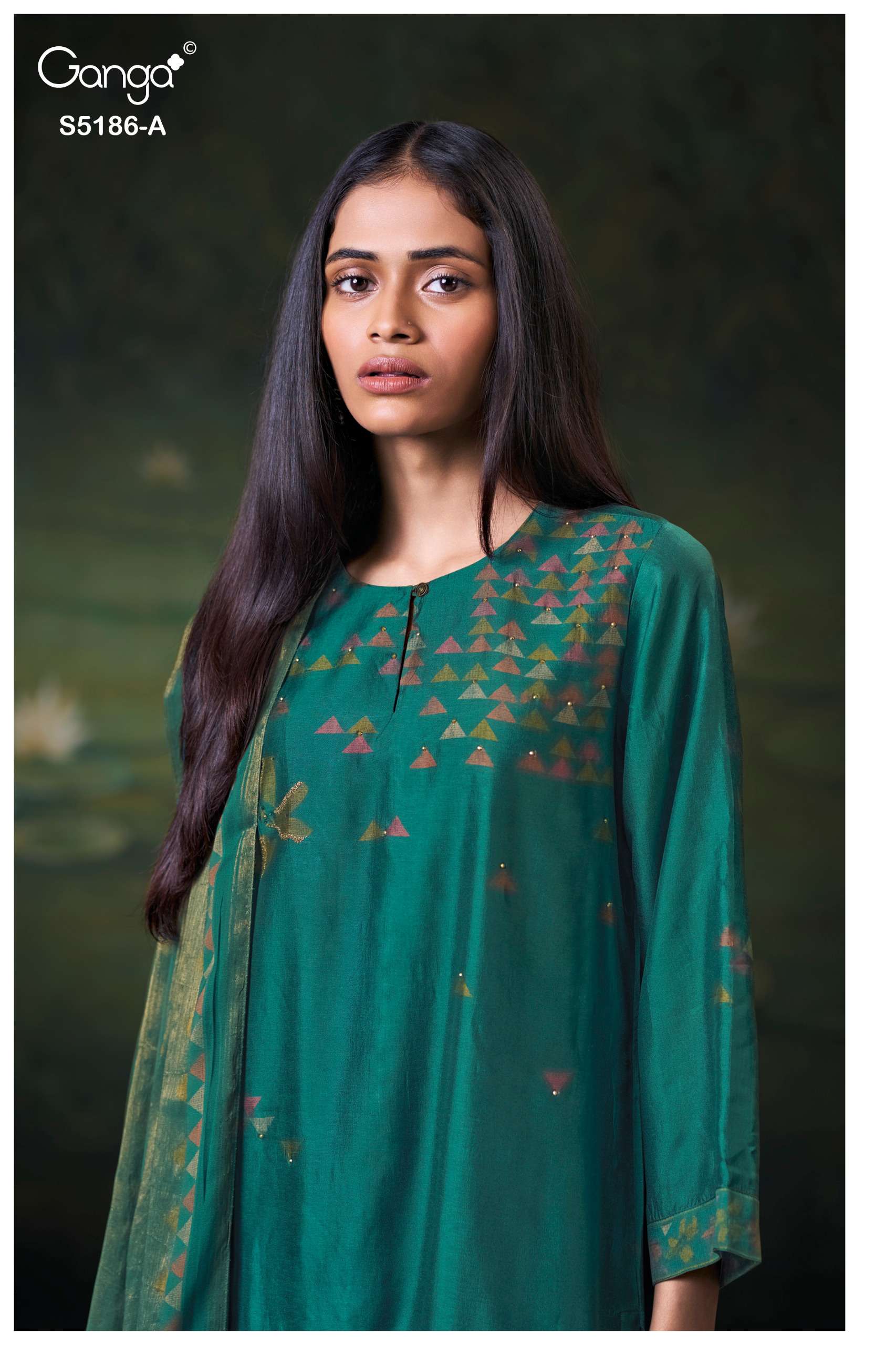 GANGA BRIESA 5186 SOFT RUSSIAN SILK FABRIC WITH PRINTED WITH HANDMADE EMBROIDERY WORK ON SALWAR KAMEEZ BEST RATE
