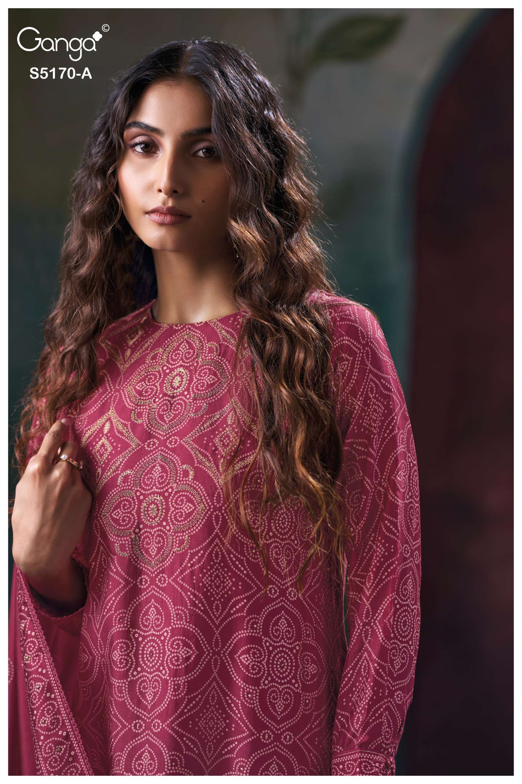 GANGA TANISHI 5172 RUSSIAN SILK PRINTED SCHIFFLI EMBROIDERY PALAZZO SUIT RESELLER