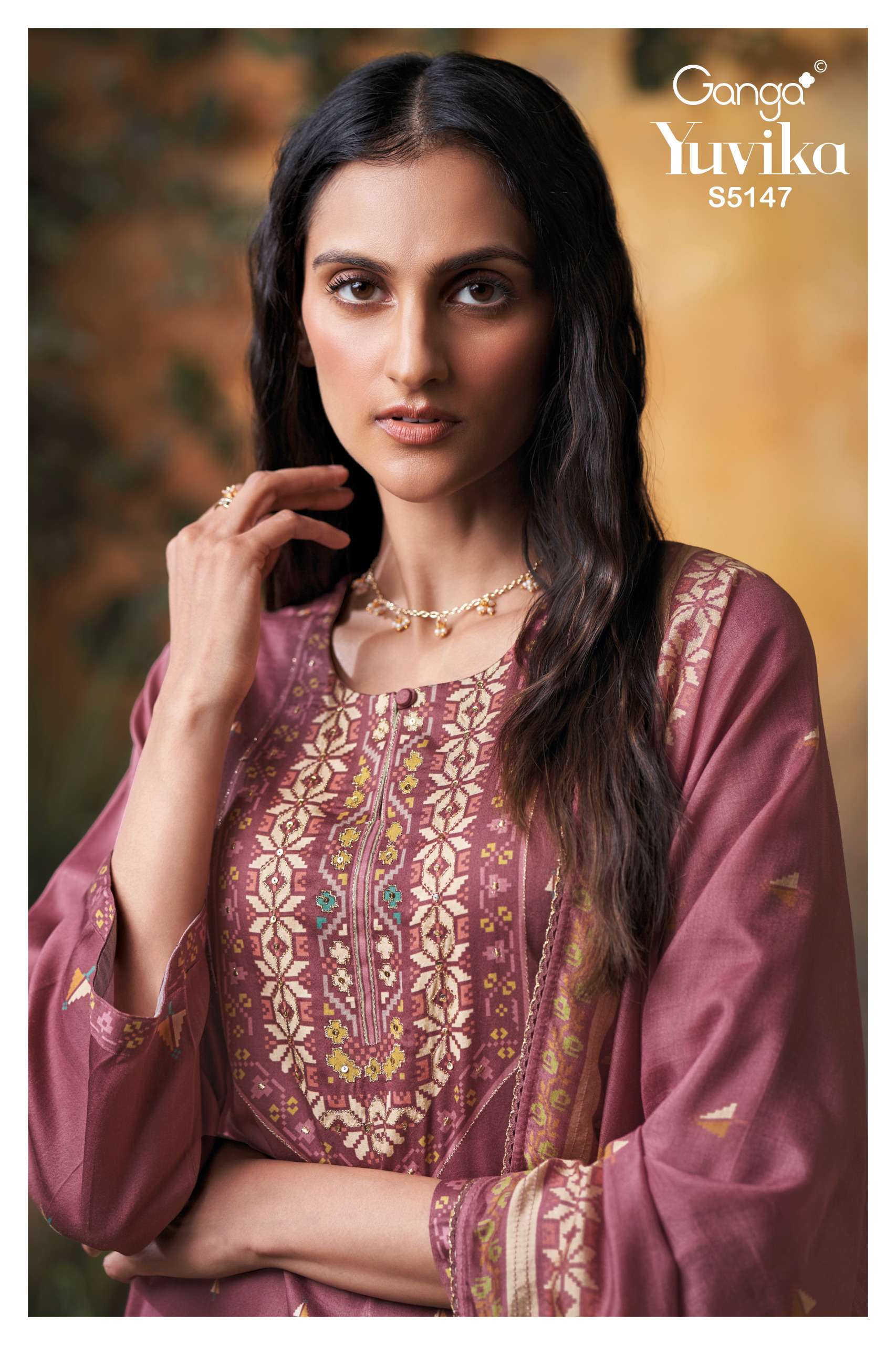 GANGA YUVIKA 5147 CLASSIC AND PREMIUM COTTON SATIN FABRIC WITH BEAUTIFUL PRINTED ON SALWAR KAMEEZ NOW IN SURAT
