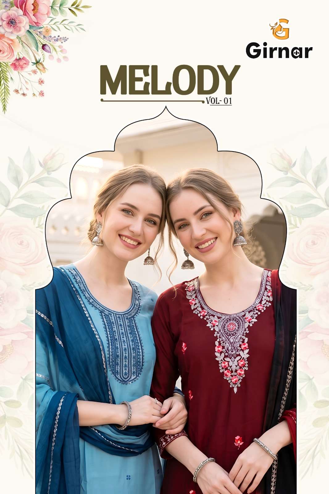 GIRNAR MELODY VOL 1 SILK WITH EMBROIDERY WORK SALWAR SUIT PANT POCKET WHOLESALER