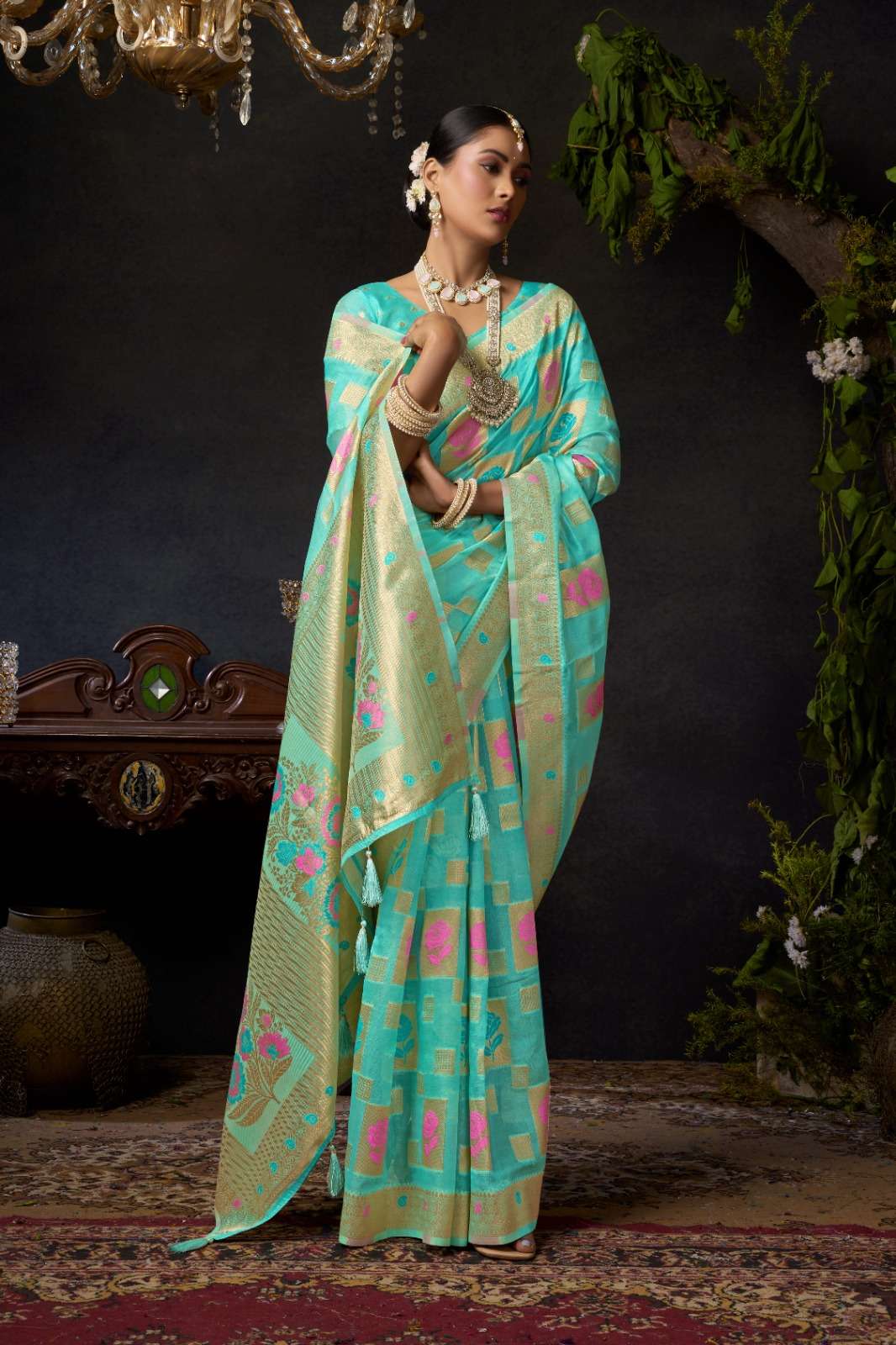 Gobuni Sundari Vol 2 1905  To  1906 super soft and pure Organza Khadi with Zhallar saree wholesale in surat