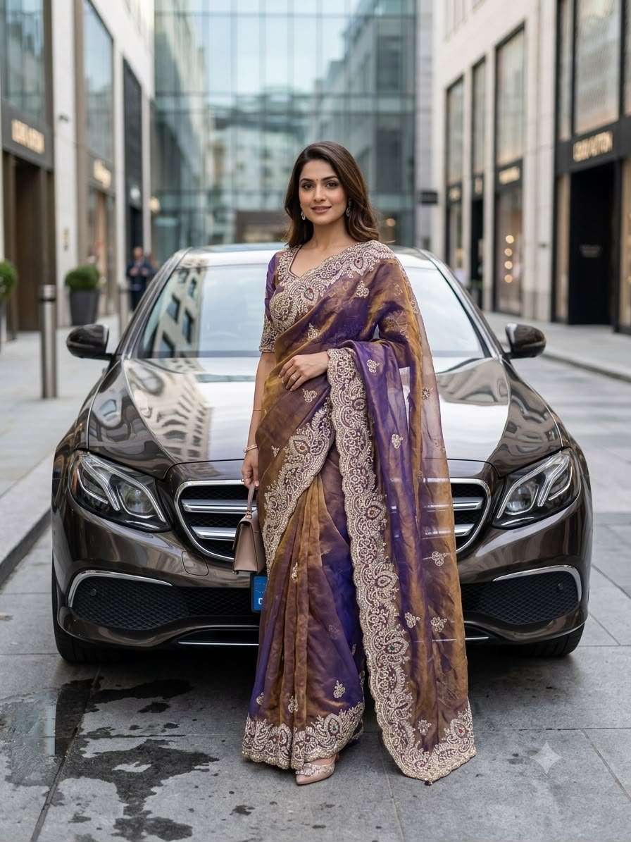 Grace meets glamour with our Premium and Space Satin Silk fancy fabric Saree wholesale in surat fae