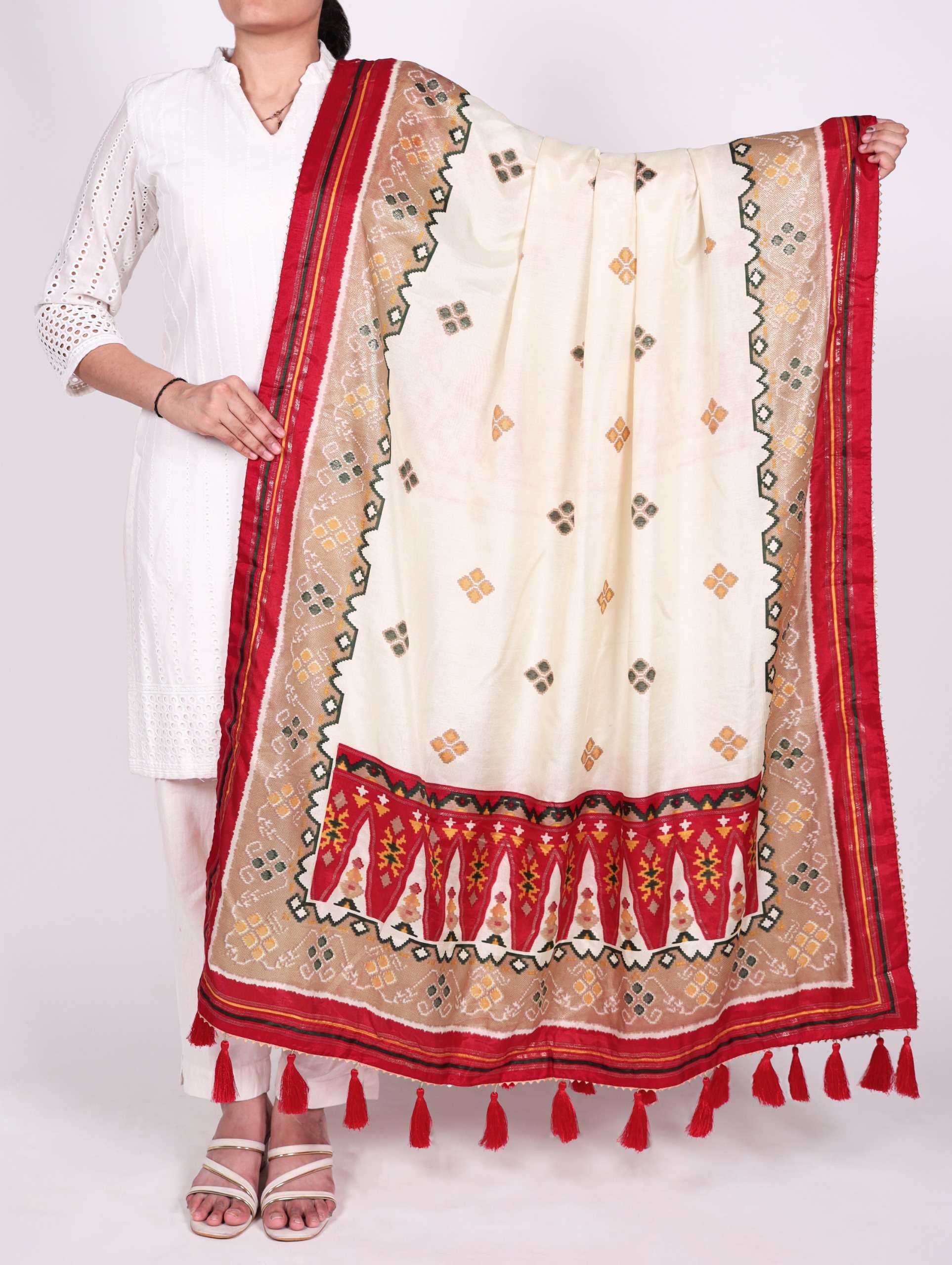 Grace wrapped in super fancy fabric Tasar silk fancy fabric ...