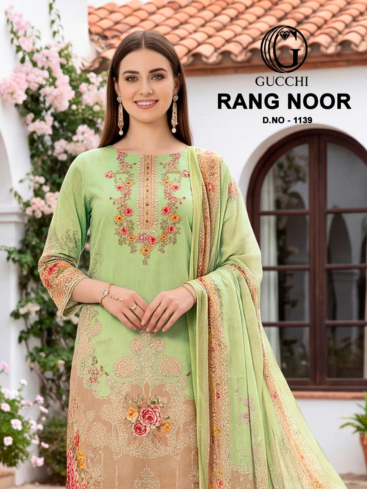 GUCCHI RANG NOOR VOL 1139 MUSLIN DIGITAL KHATLI WORK DRESS WOMEN RETAILS SHOP