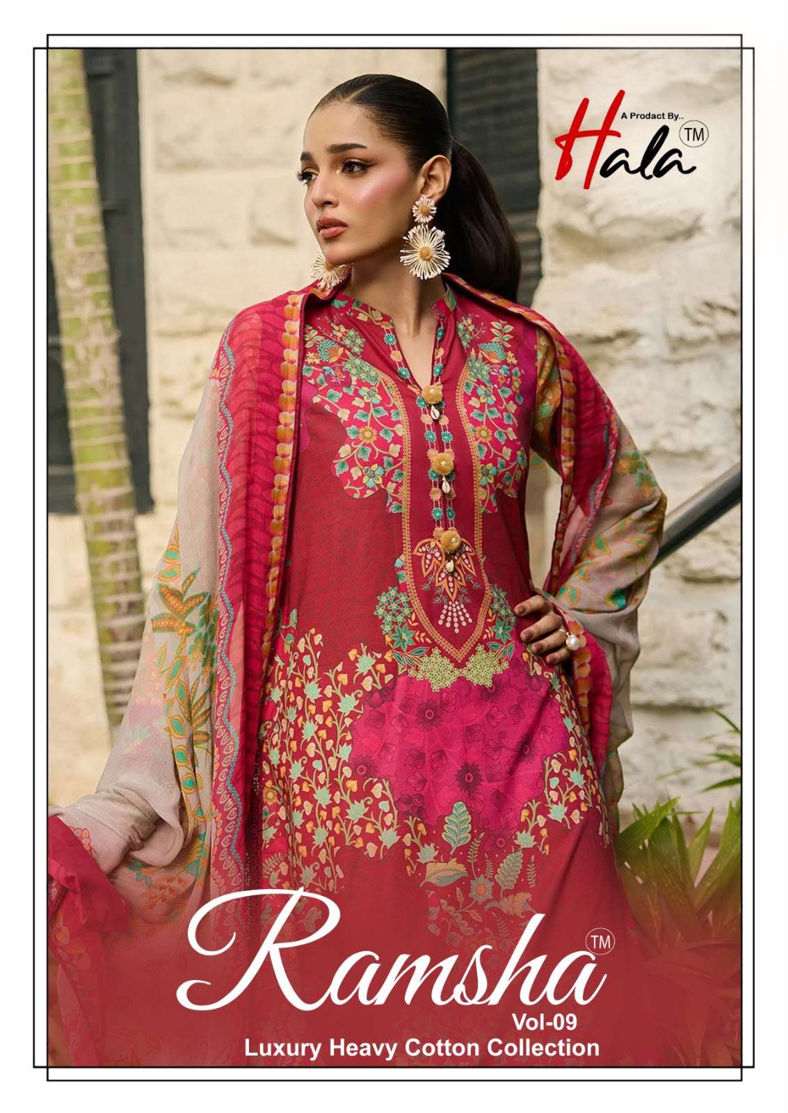 HALA RAMSHA VOL 9 HEAVY COTTON PRINT PAKISTANI WESTERN 3 PIECE SUIT EID COLLECTION BUY 