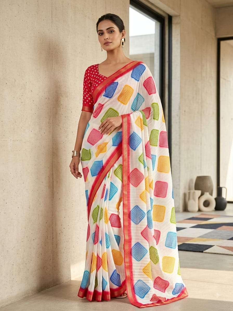 HEAVY MARSHMALLW AND BLOOMING GEORGETTE FABRIC SAREE WHOLESALE IN SURAT CRISH