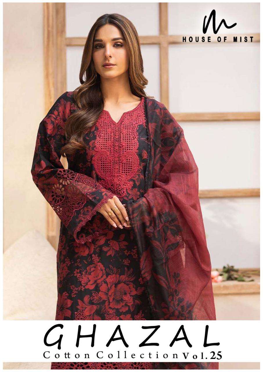 HOUSE OF MIST GHAZAL VOL 25 TOP PURE COTTON PAKISTANI PAKISTANI DRESS WHOLESALER 