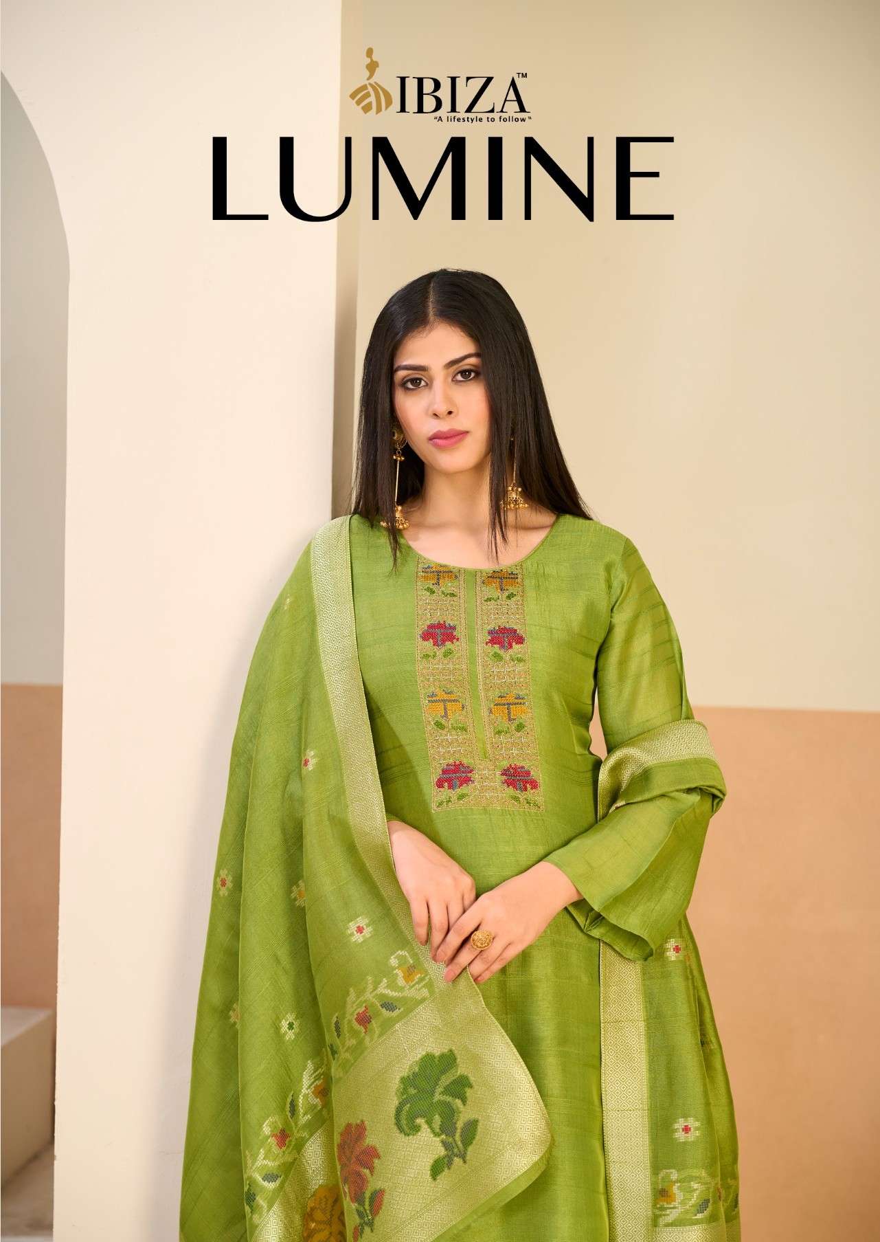 IBIZA LUMINE KOSA SILK EMBROIDERY SALWAR SUIT AT UNSTITICHED LADIES WHOLESALER SHOP
