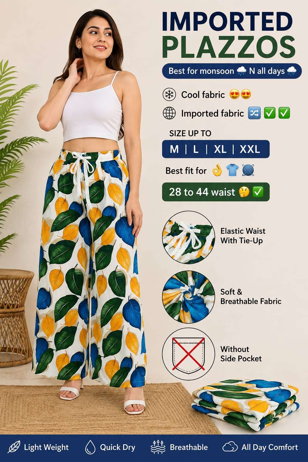 IMPORTED PLAZZOS MONSOON NATURE PRINT PALAZZO TREND WOMEN DA...