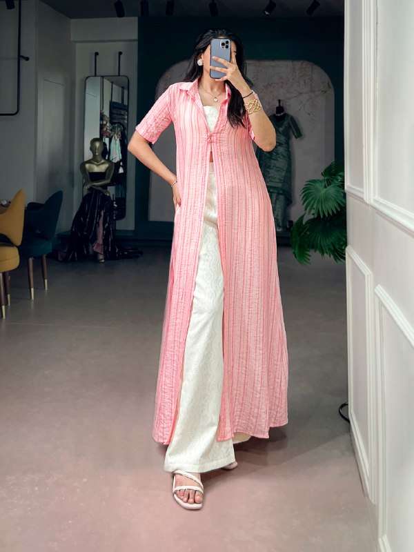  INDO FASHION SET BLOUSE AND PANT SHRUG STYLE RICH LOOK WHOLESALER NNK4701 