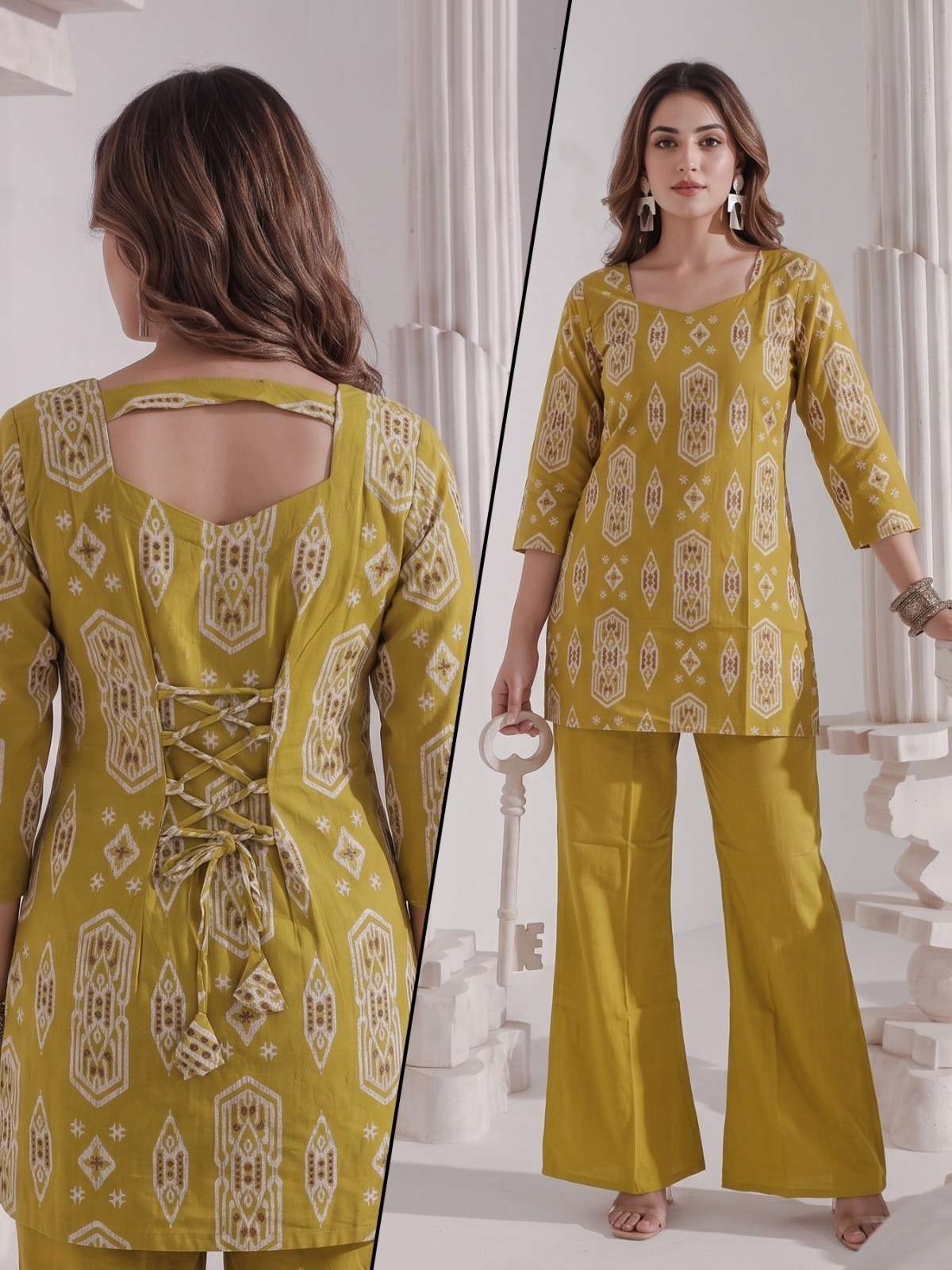 K 1201 PURE COTTON BACK DORI TOP WITH PALAZZO CORD SET BUY GIRLS EXPORT