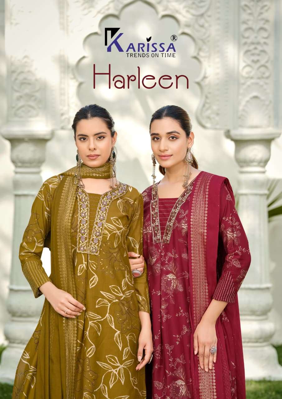 KARISSA HARLEEN VATICAN FOIL STRAIGHT CUT TOP BOTTOM WITH DUPATTA WHOLESALER SURAT