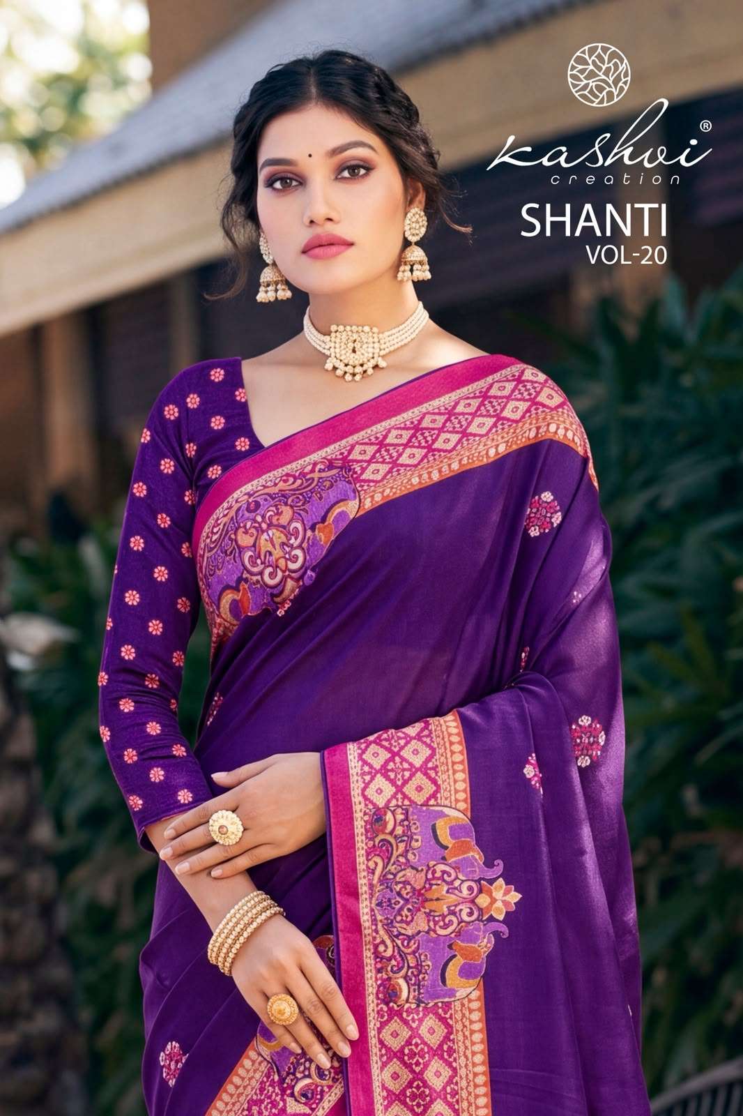 KASHVI CREATION SHANTI VOL 20 BRIGHT MOSS FOIL SAREE COLLECTION LOW PRICE WHOLESALER
