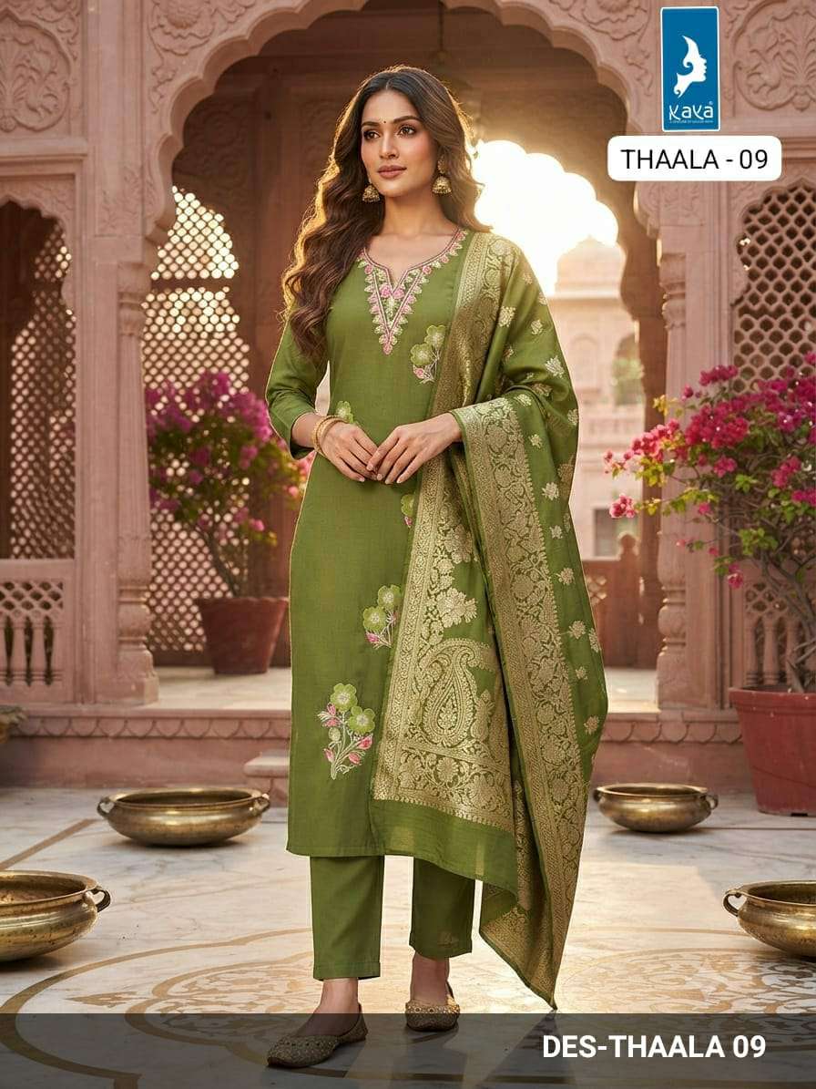 KAYA KURTI THAALA 3 PIC STRAIGHT CUT CONCEPT FANCY SUIT FOR WOMEN TRADITIONAL LOOK RETAILS
