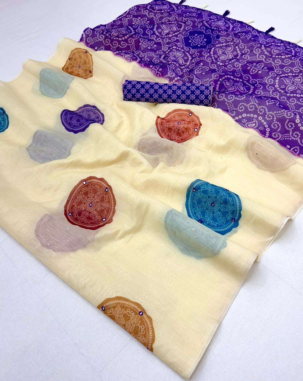 Kazari Series Rang super soft Chanderi Linen fancy fabric saree wholesale in surat