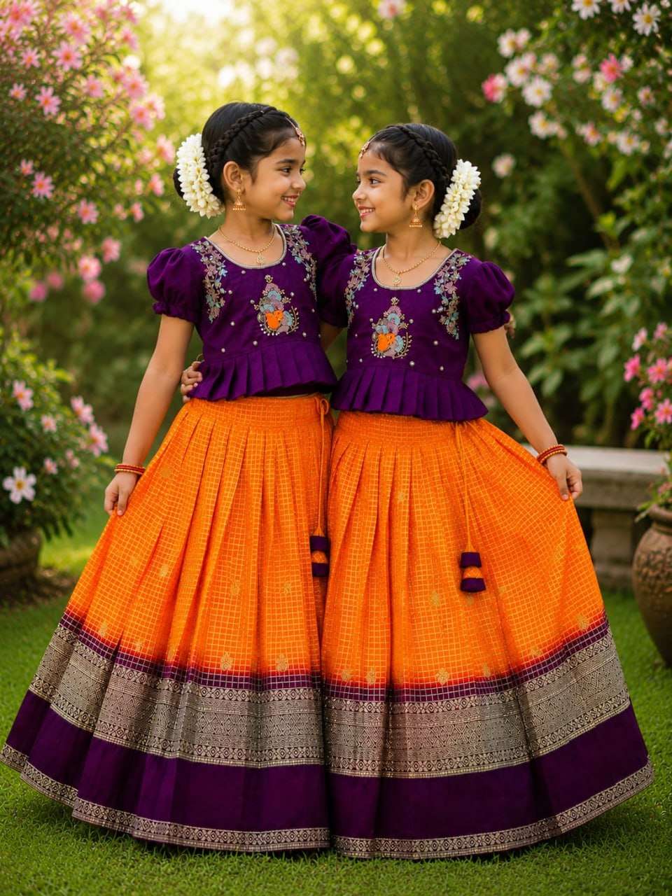 Kids wear Royal Ganesha Kids Peplum Premium Silk fabric best for kids lehenga choli set wholesale in surat 