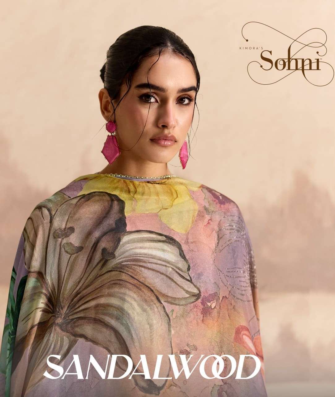 Kimora suit Sandalwood 971 to 974 soft Muslin fabric with beautiful flower print on salwar kameez suit wholesale in surat 