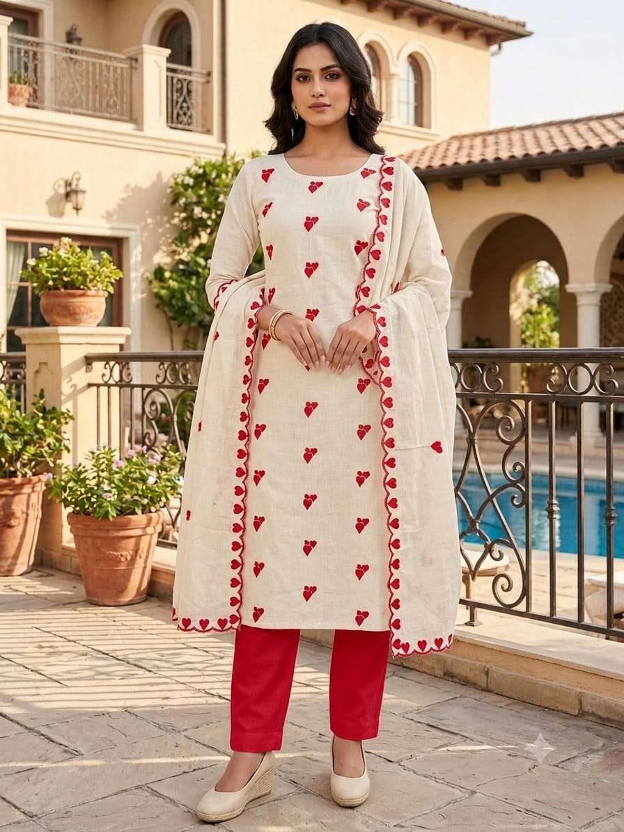 LICHI CAMBRIC COTTON MULTI WORK SALWAR KAMEEZ AT UNSTITCH WHOLESALER IN SURAT