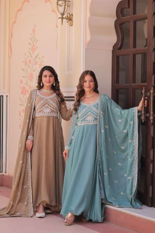 LW 9311 CLASSIC PARTY READYMADE GOWN DUPATTA SET RESELLER PRICE IN SURAT WORLDWIDE
