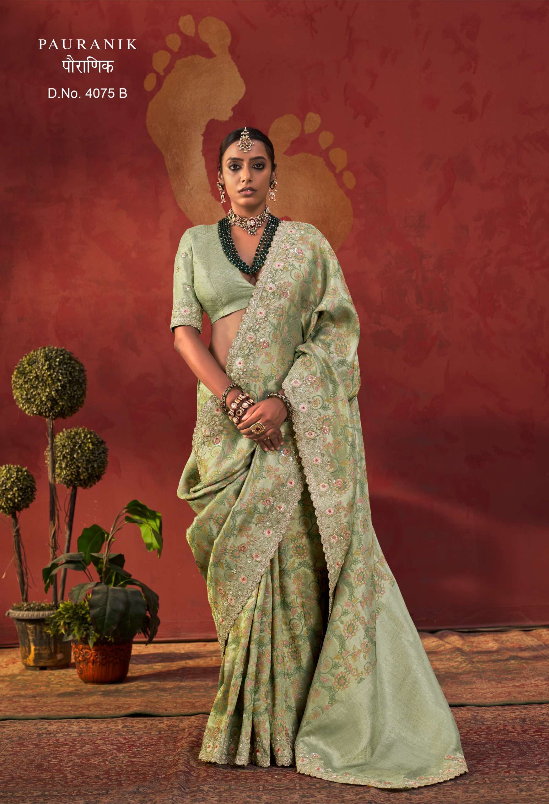 Manjula Pauranik 4075A TO 4075E classic and Luxurious Viscose fancy Fabric saree wholesale in surat