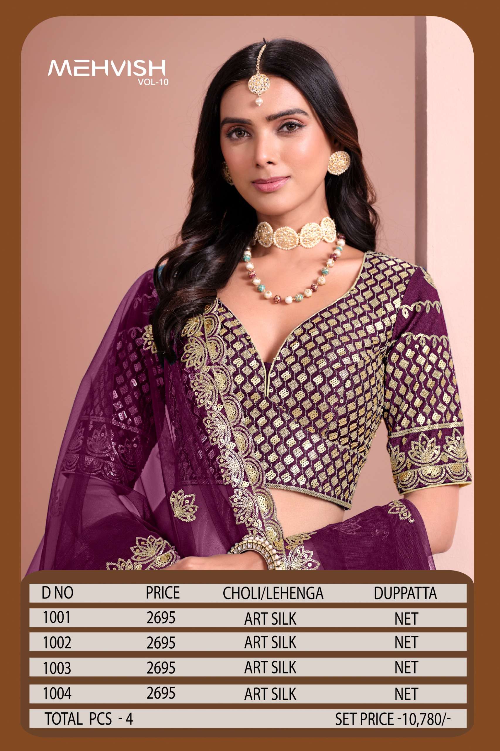 Mehvish Mehvish Vol 10 Exclusive and fancy Art Silk Fabric With Designer Embroidery work on Lehenga choli wholesale in surat
