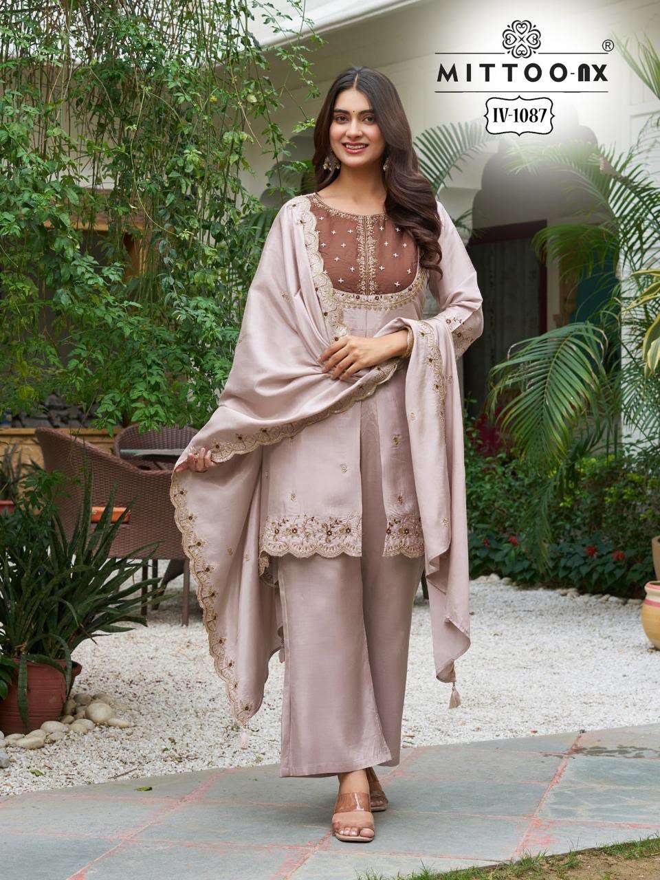 MITTOO NX IV 1086 & 1087 SILK SEQUENCE WORK KURTI PANT WITH ...