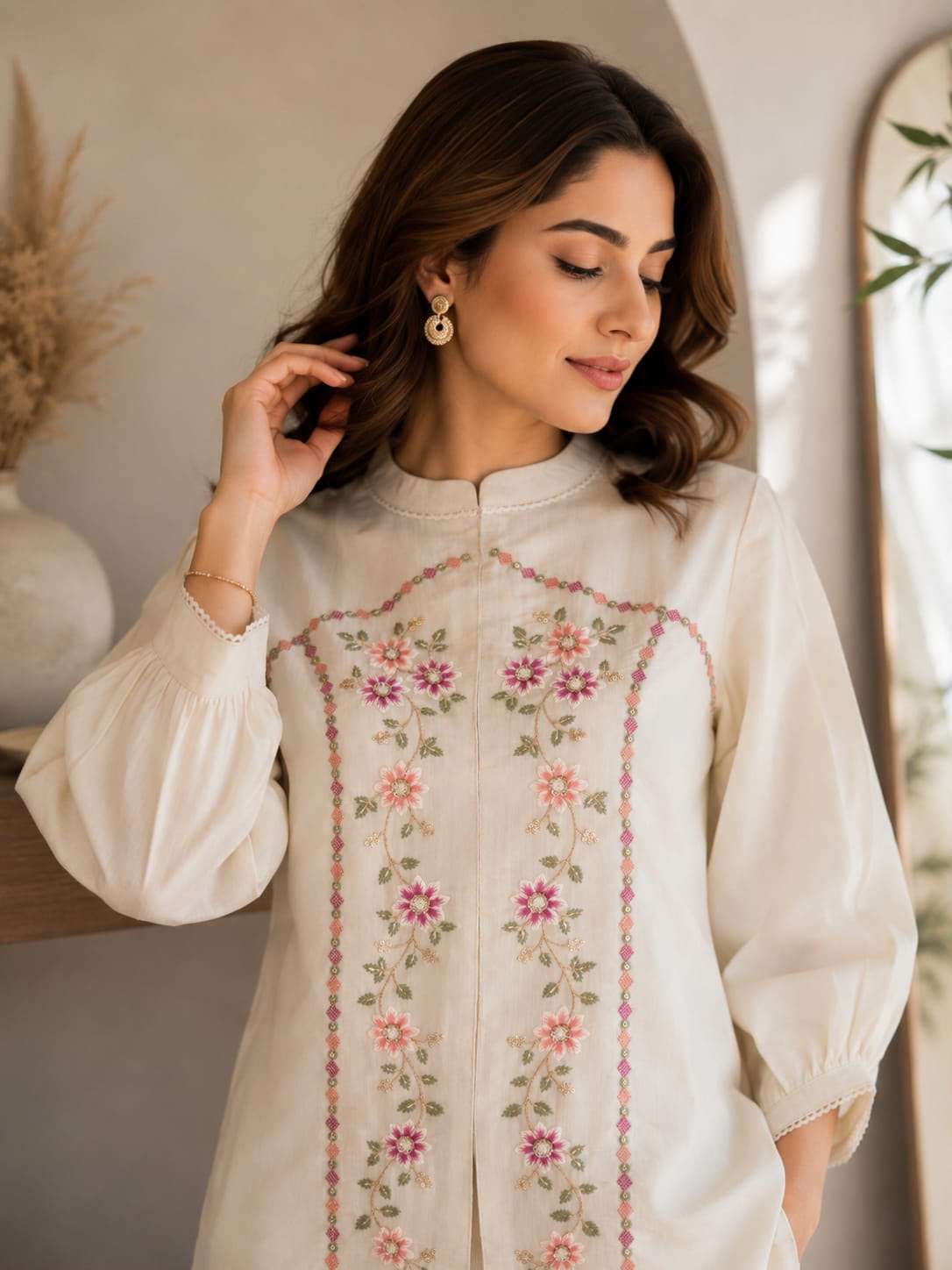MOHILTA ELITE STUDIO 148 MAL CHANDERI GRAY CORD SET INDO WESTERN LOOK SURAT