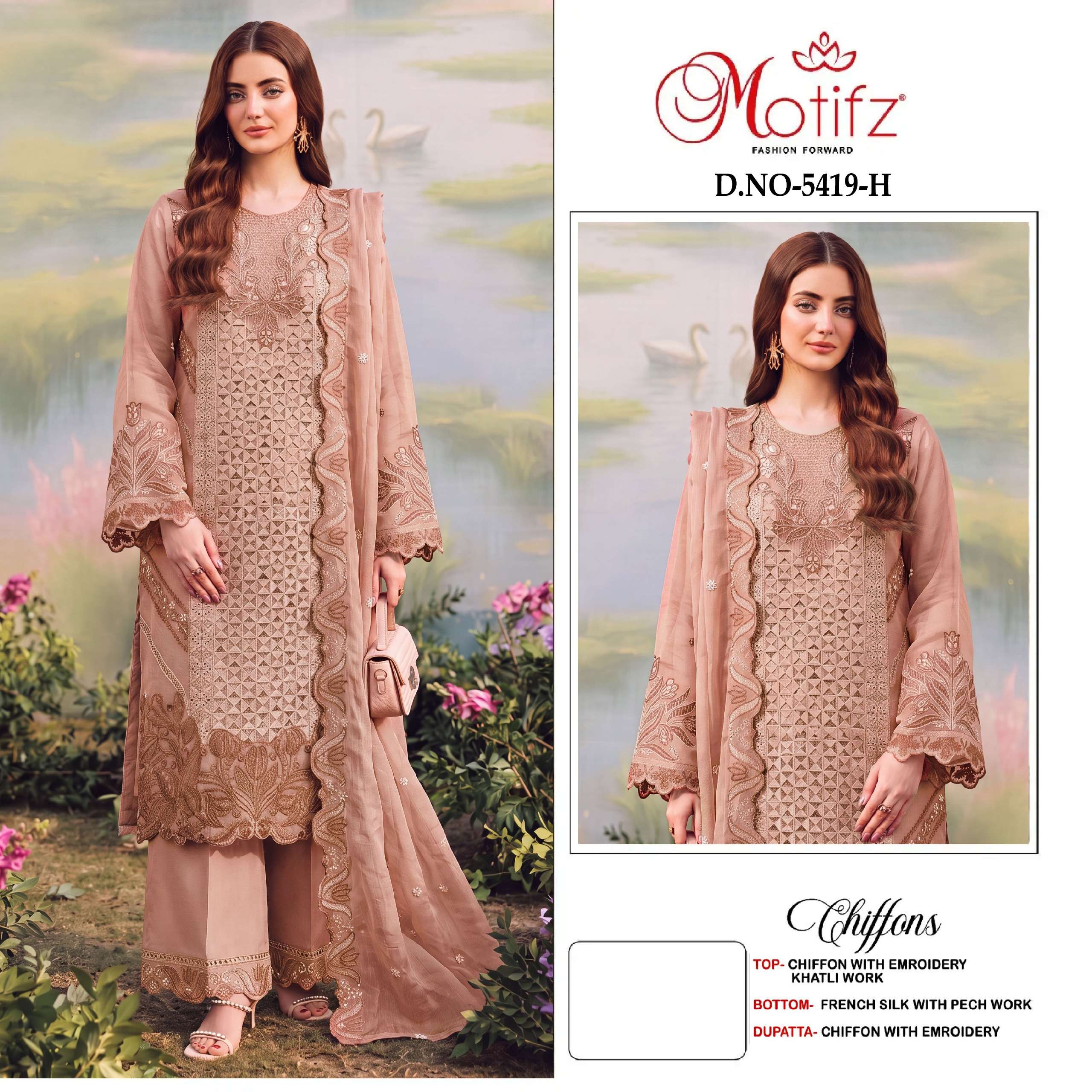 MOTIFZ 5419 RICH DESIGNER EMBROIDERY MATERIAL PAKISTANI SUIT EID SET COLLECTION