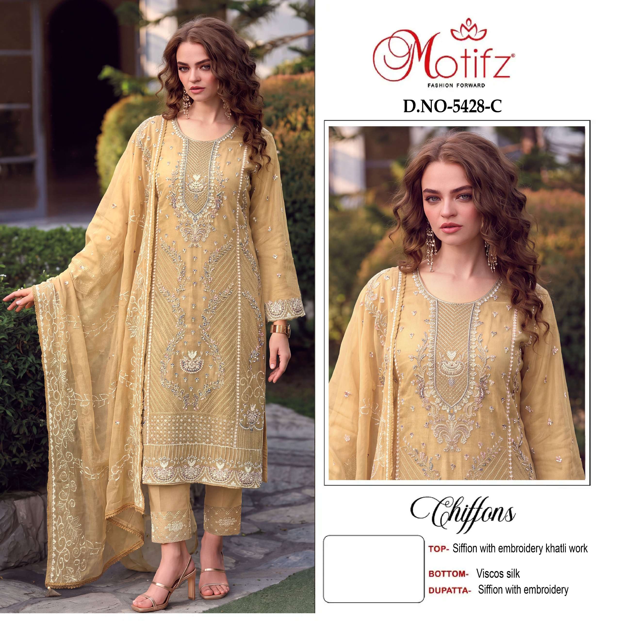 MOTIFZ 5428 TRADITIONAL CHIFFON HEAVY DESIGN PAKISTANI SUIT SEASON SUPPLIER WORLD