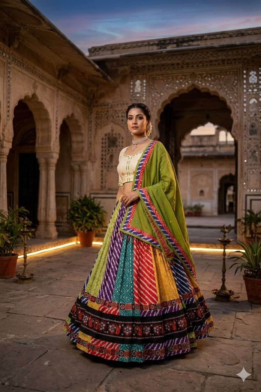 Muslin Cotton fabric with beautiful Digital Printed on Lehe...
