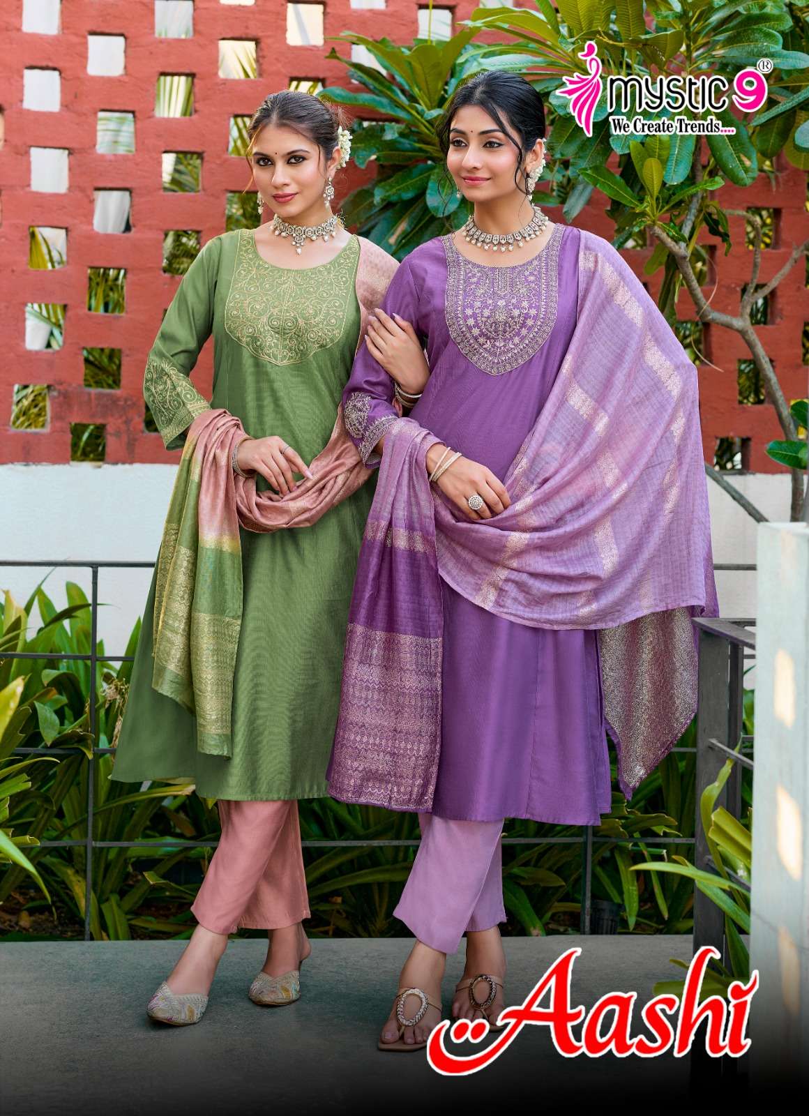 MYSTIC 9 AASHI VOL 1 DYED VERTICAN CONTRAST PRINCESS CUT SALWAR SUIT EXPORT