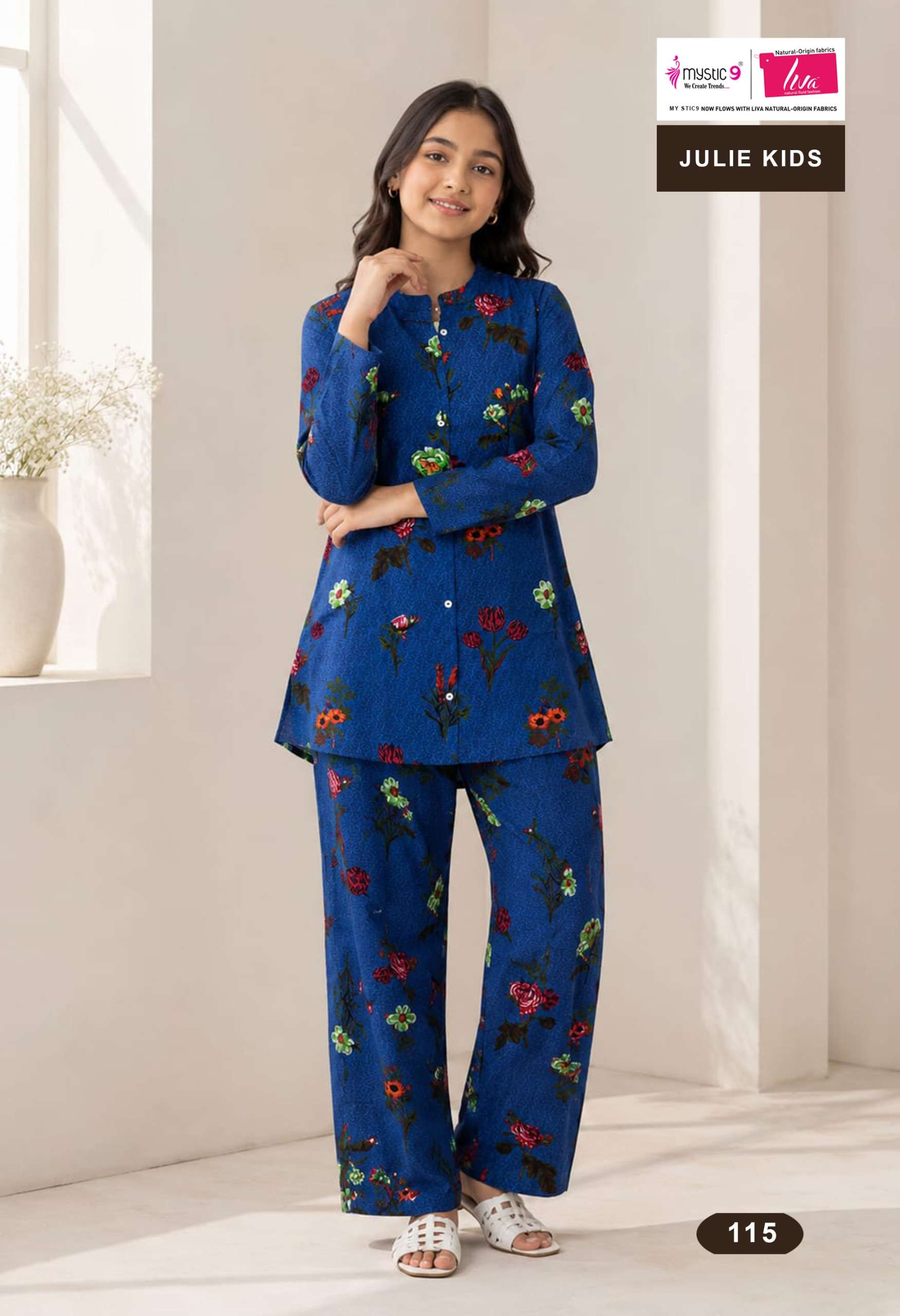 MYSTIC 9 JULIE KIDS VOL 1 VISCOSE PRINT KIDS CO ORD SET TEENAGE GIRL INDIAN OUTFIT 