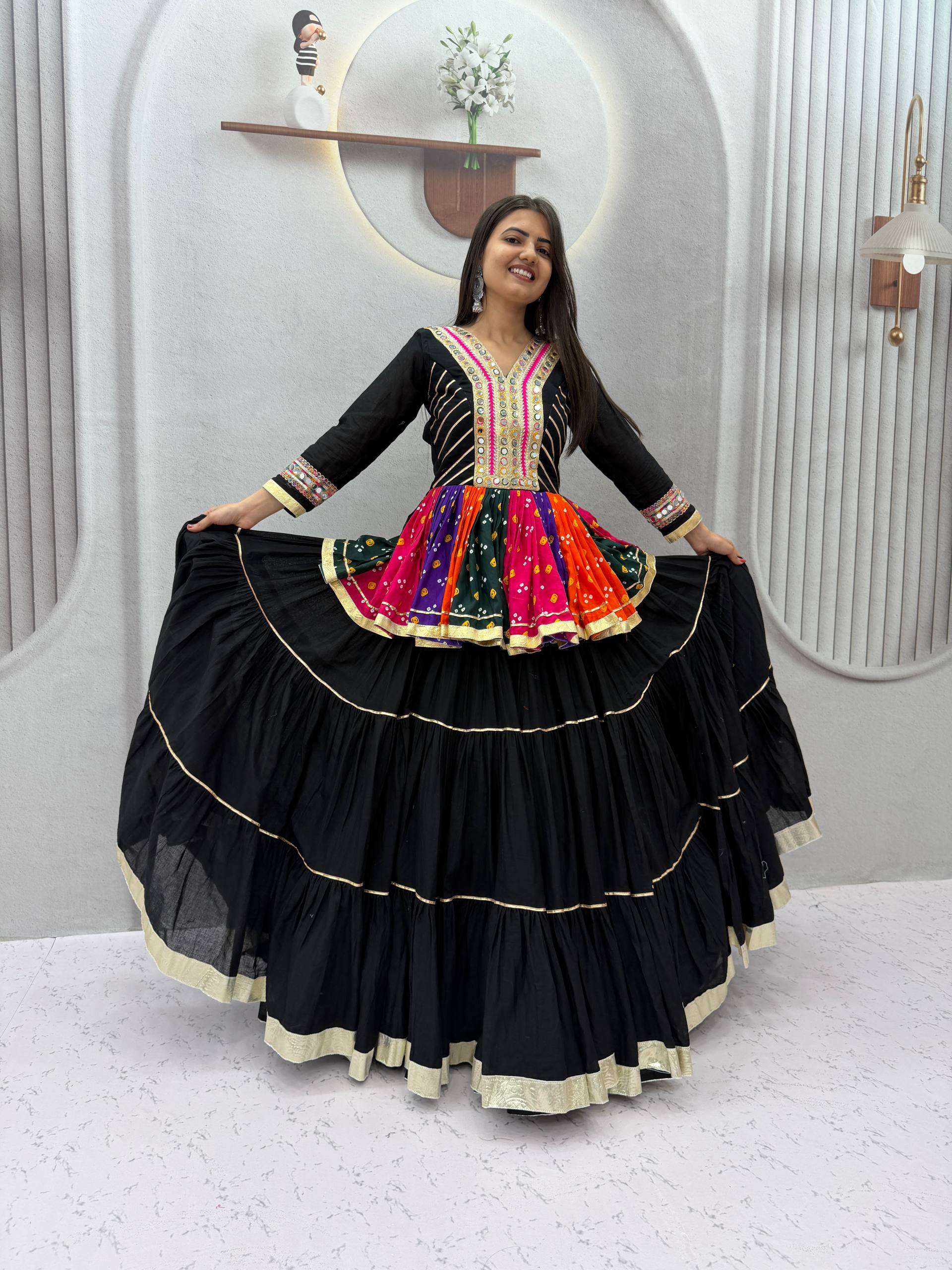  Navratri Special garba night wear made of Pure Cotton fabric Lehenga choli wholesale in surat 600  