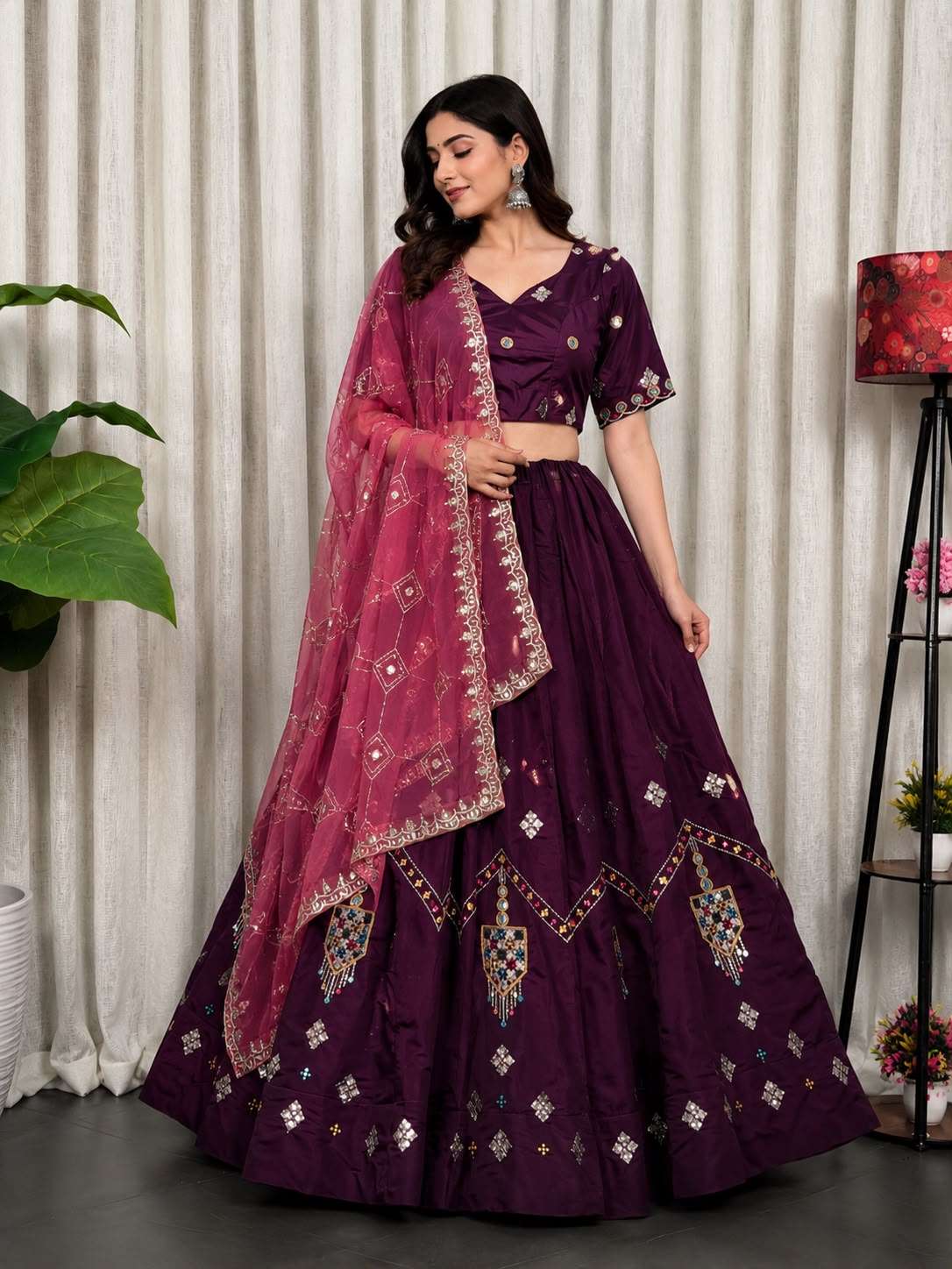 Navratri wear Collection for garba lover soft Roman silk fan...