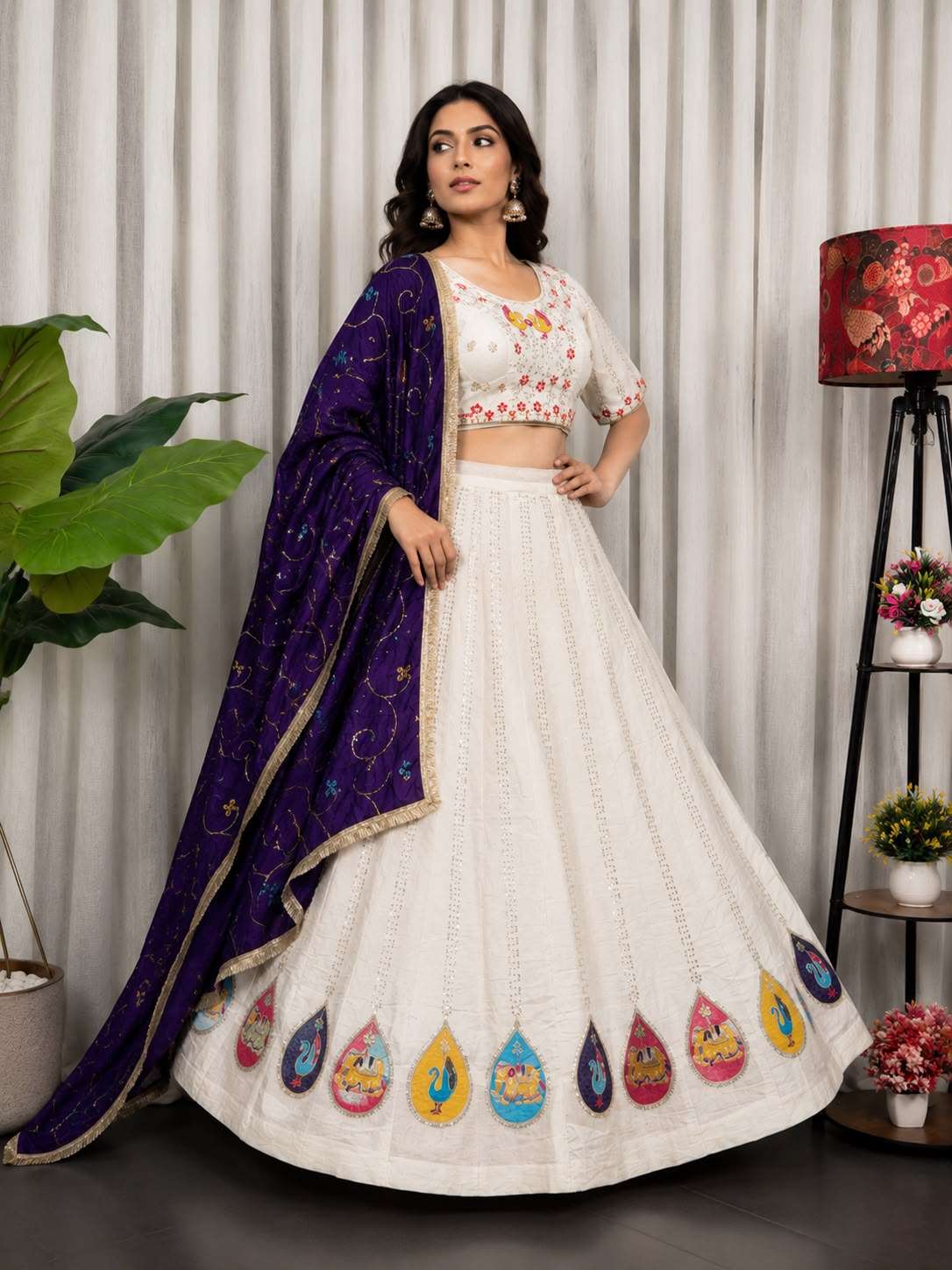 Navratri wear Heavy and beautiful Vichitra silk fancy fabric...