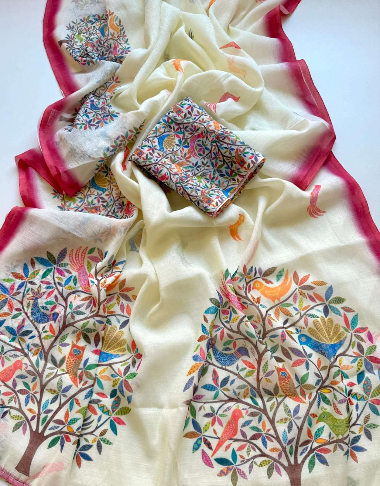 New Gallery Pure Linen super soft fabric with beautiful Digital Print on saree Reseller in surat