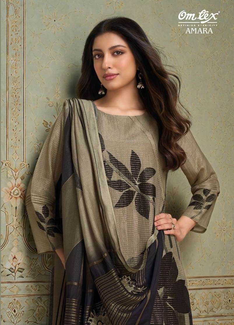 OMTEX AMARA CRAPE STRIPES DIGITAL PRINT WITH EMBROIDERY SUIT EXCLUSIVE SET BRANDED IN SURAT