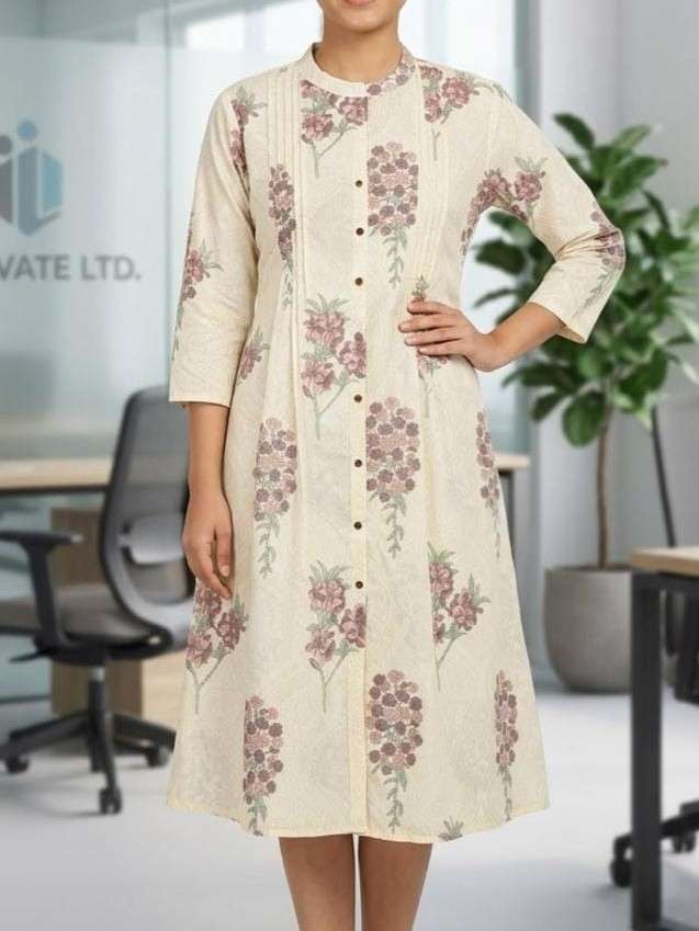 ONE PIECE COLLECTION COTTON PRINT LONG KURTI WESTERN LOOK SH...