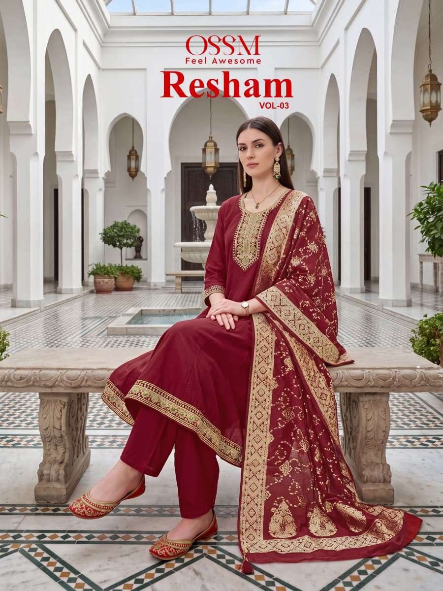 OSSM RESHAM VOL 3 SILK WITH INNER ANARKALI 3PIECE FESTIVAL COLLECTION IN SURAT