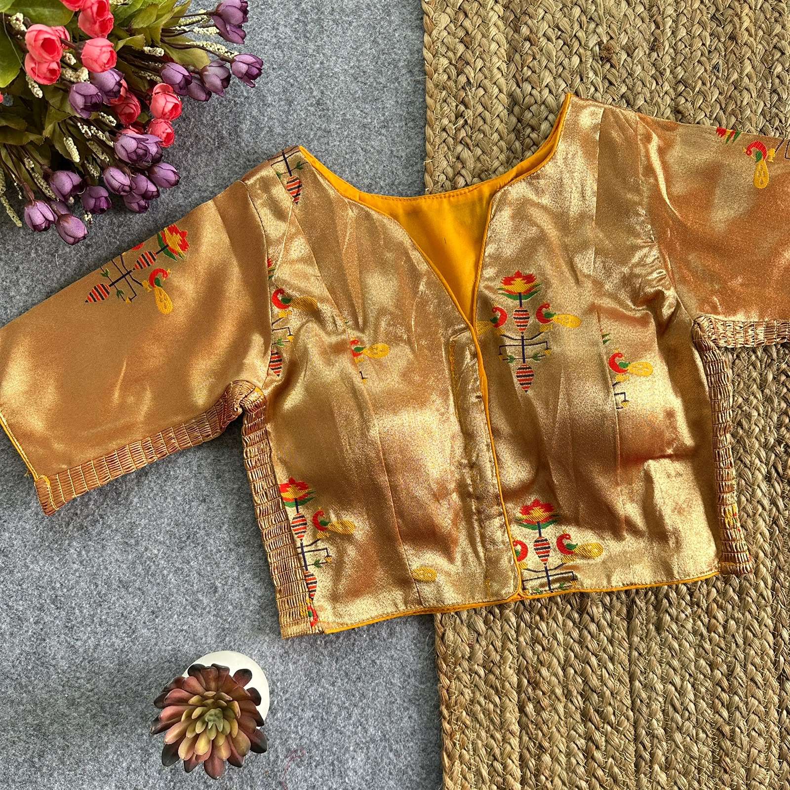 Paithani Elastic Blouse 03 Super soft and pure Paithani Silk Side Elastic Blouse reseller in surat 