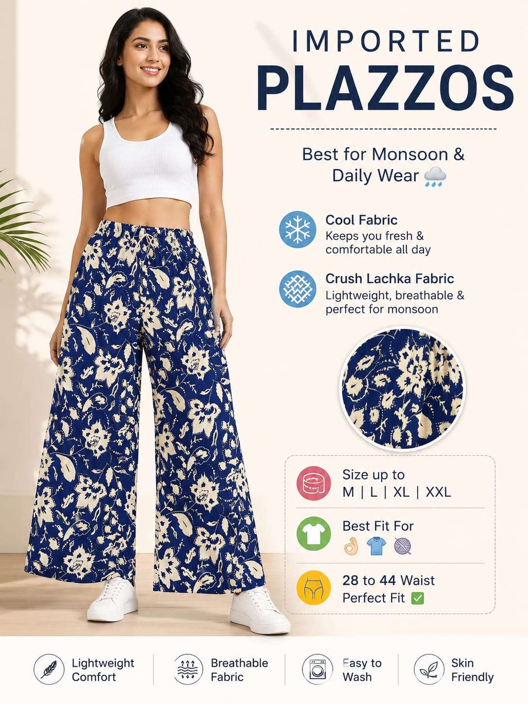 PALAZZOS COOL FABRIC FLOWER PRINT DAILY WEAR PALAZZO SET BUY...