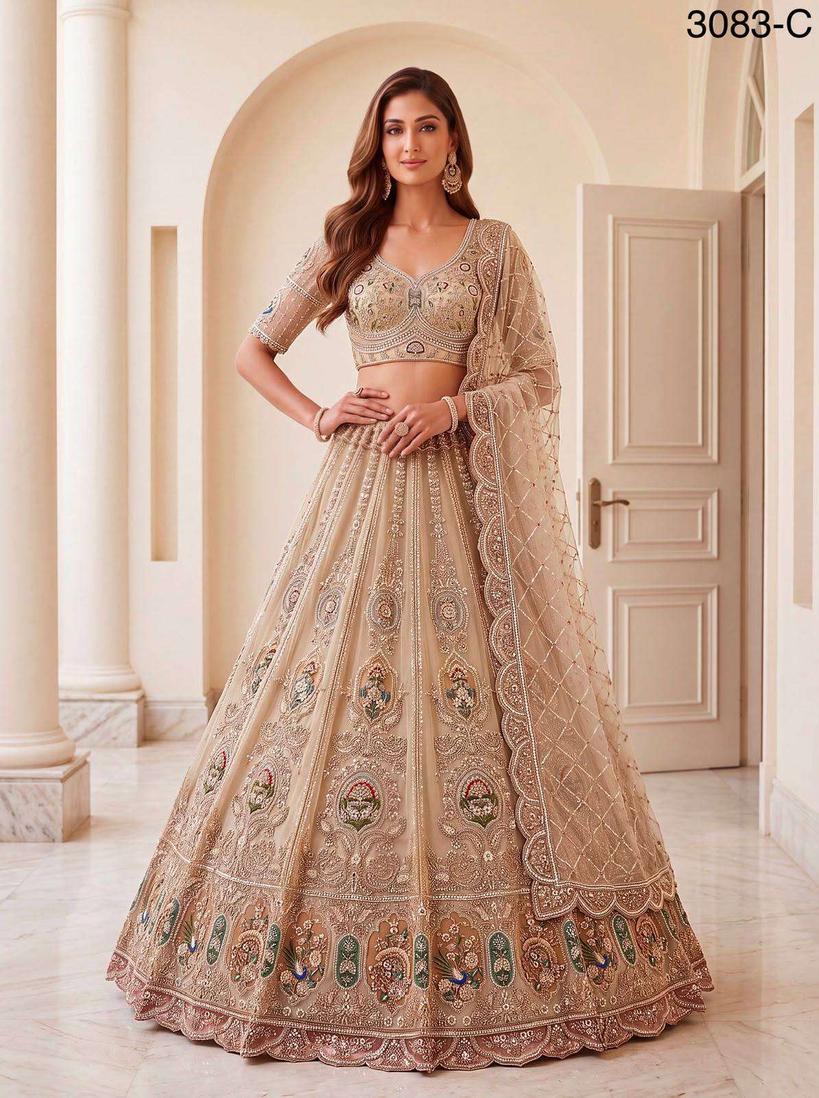 Partywear Premium Net fabric classic and beautiful Lehenga Choli wholesale in surat 3083