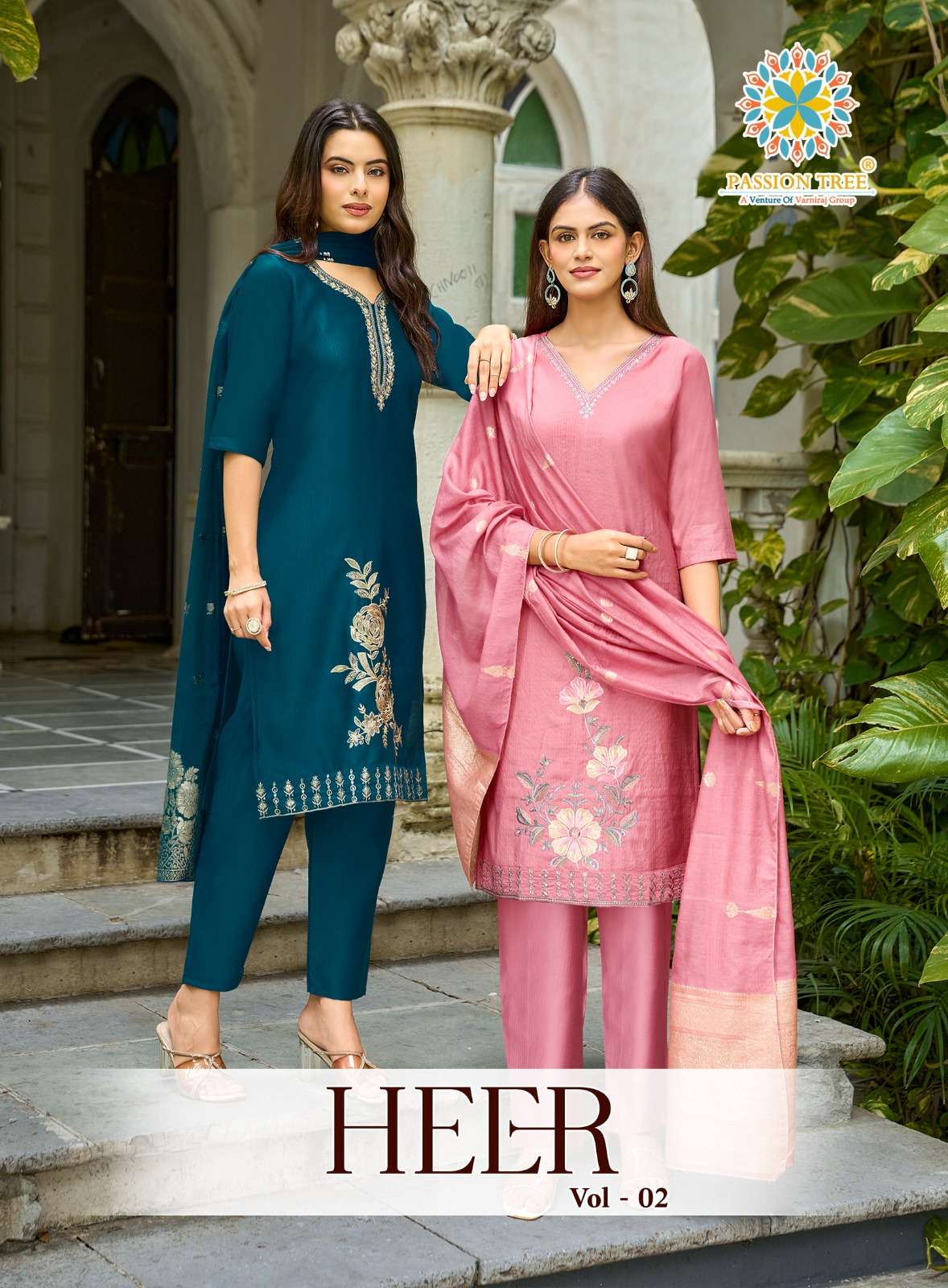 PASSION TREE HEER VOL 2 BARLIN PLAIN EMBROIDERY STRAIGHT TOP WITH PANT & DUPATTA SURAT